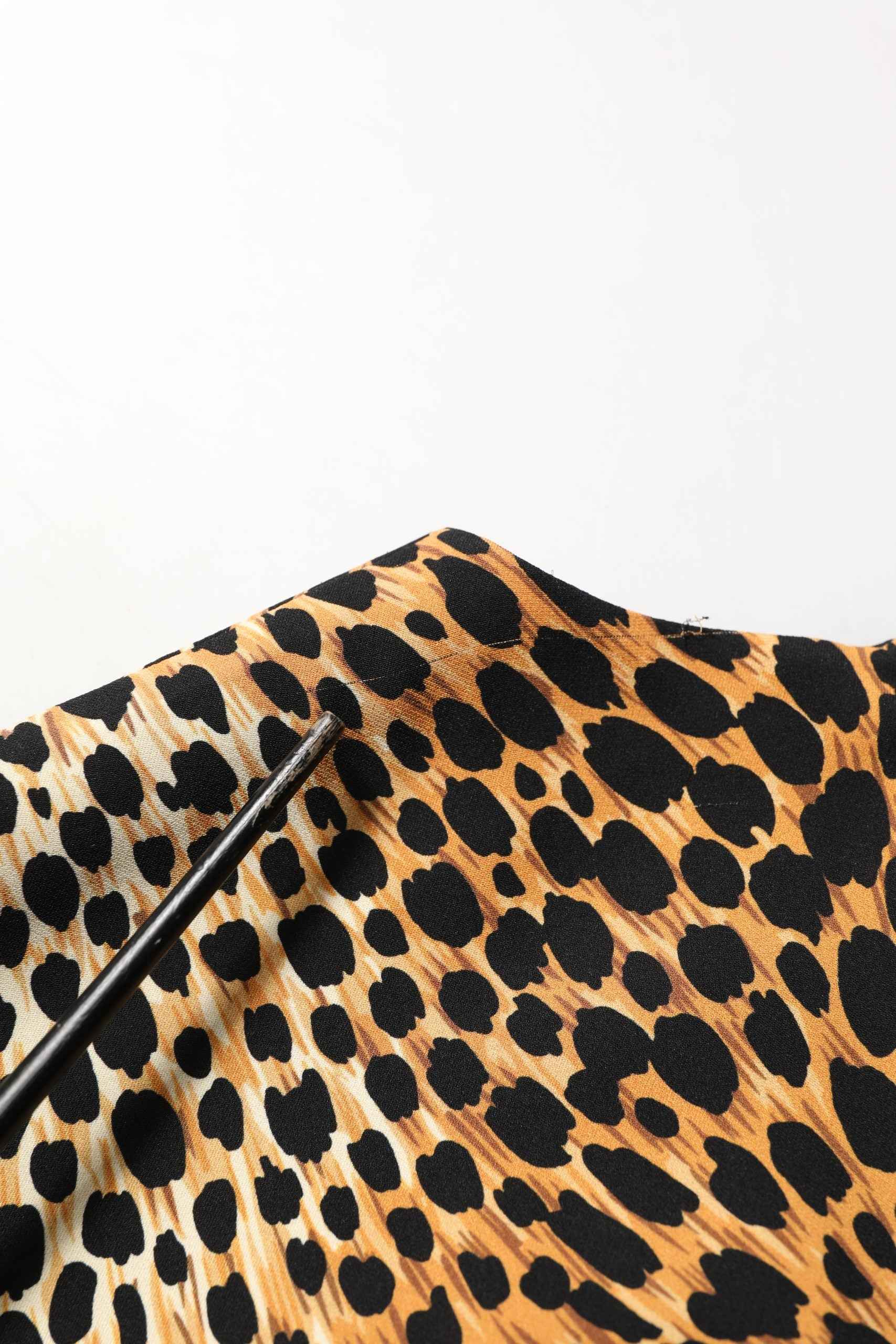 Dolce & Gabbana Brown Leopard Print Silk Sheath Midi Dress