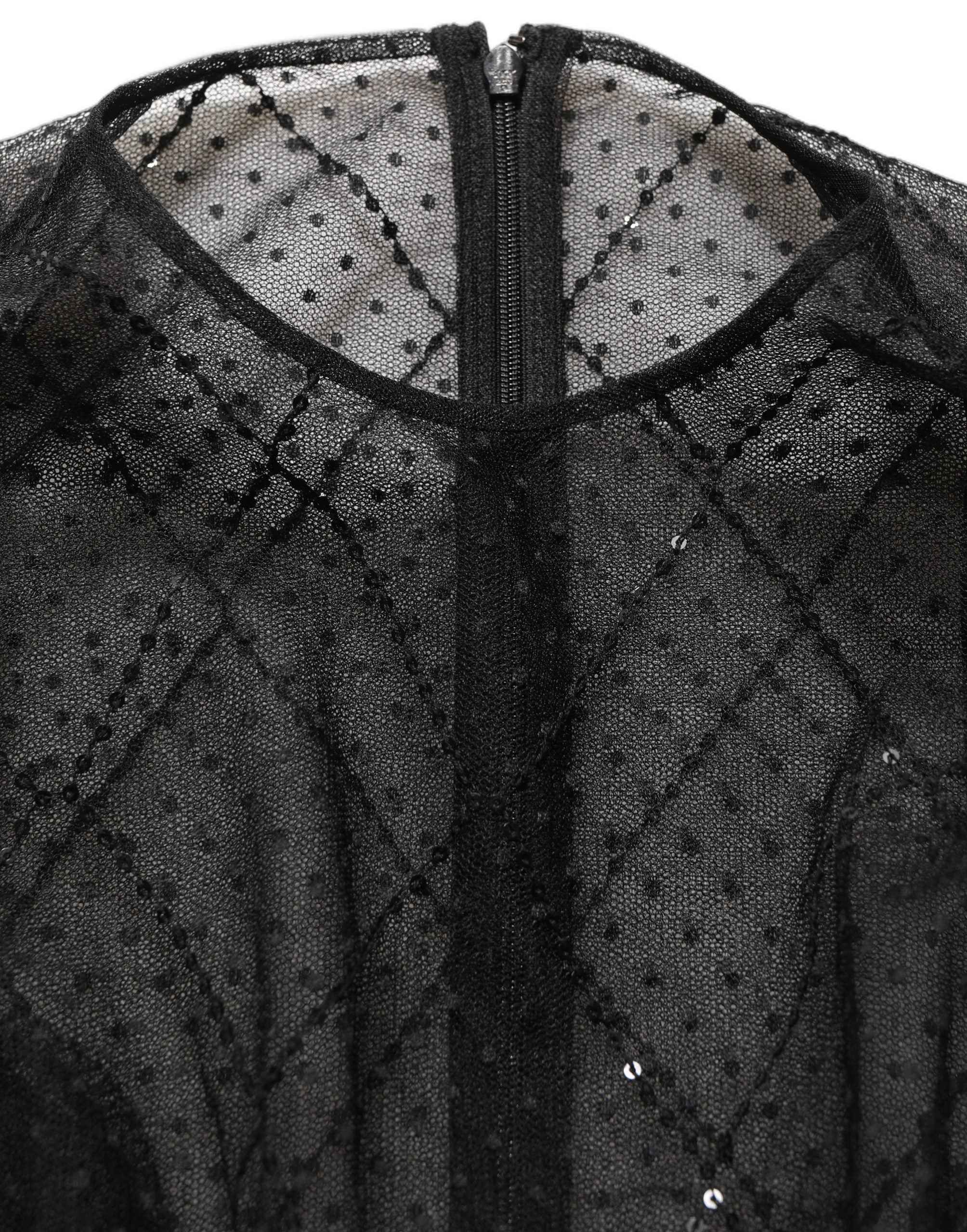 Dolce & Gabbana Black Mesh Lace Long Sleeved Maxi Gown Dress