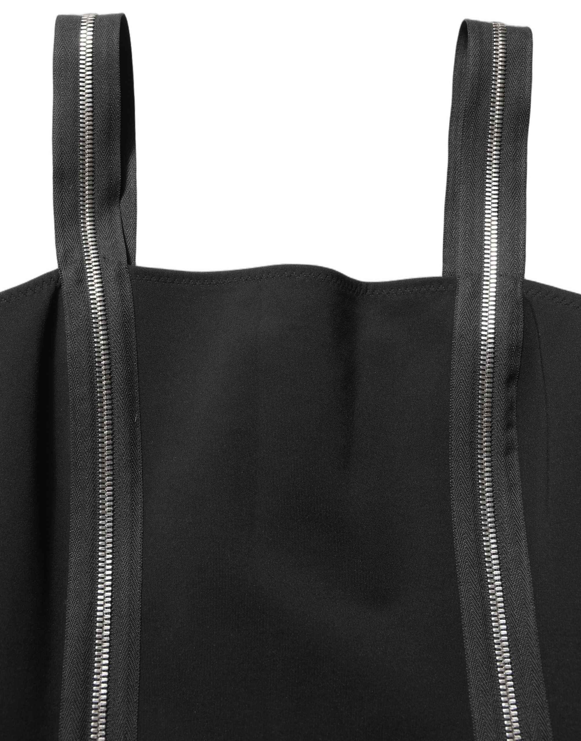 Dolce & Gabbana Black Sleeveless Front Zipper Midi Dress
