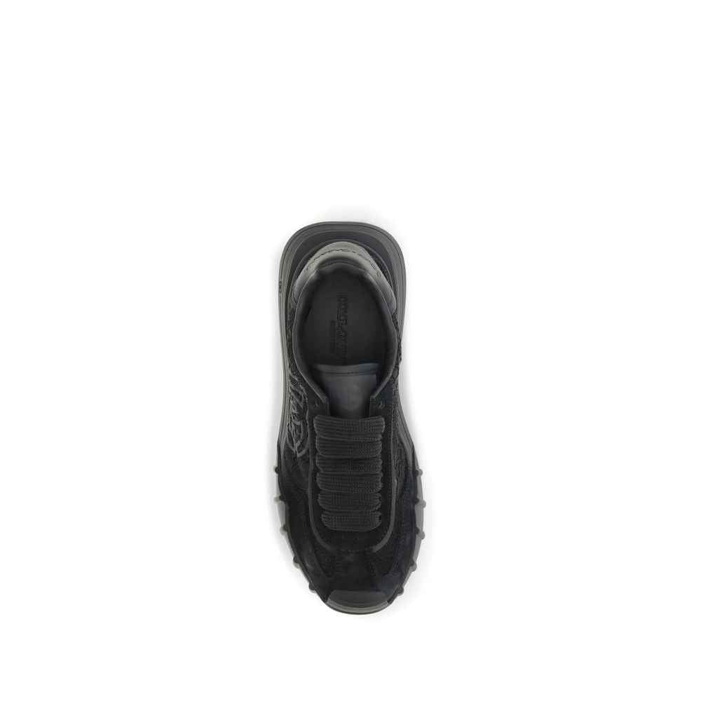 Dolce & Gabbana Black Calf Leather Bos Taurus Chunky Sneakers