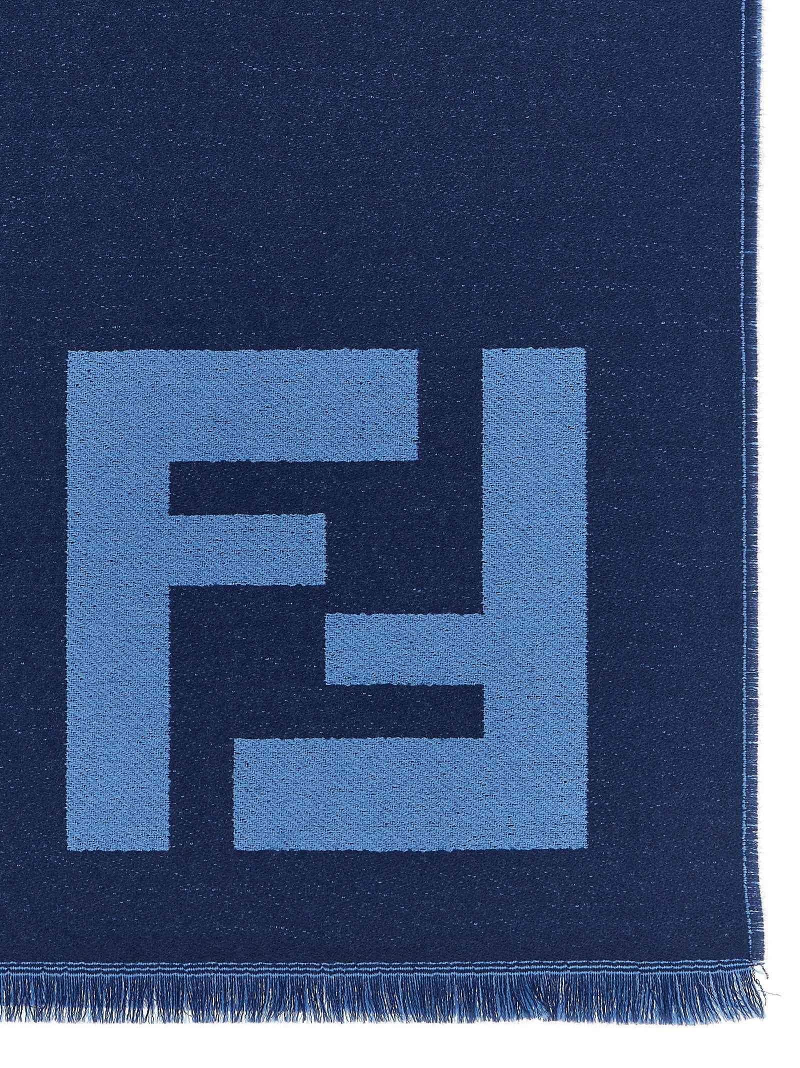 Fendi Blue Virgin Wool Scarf