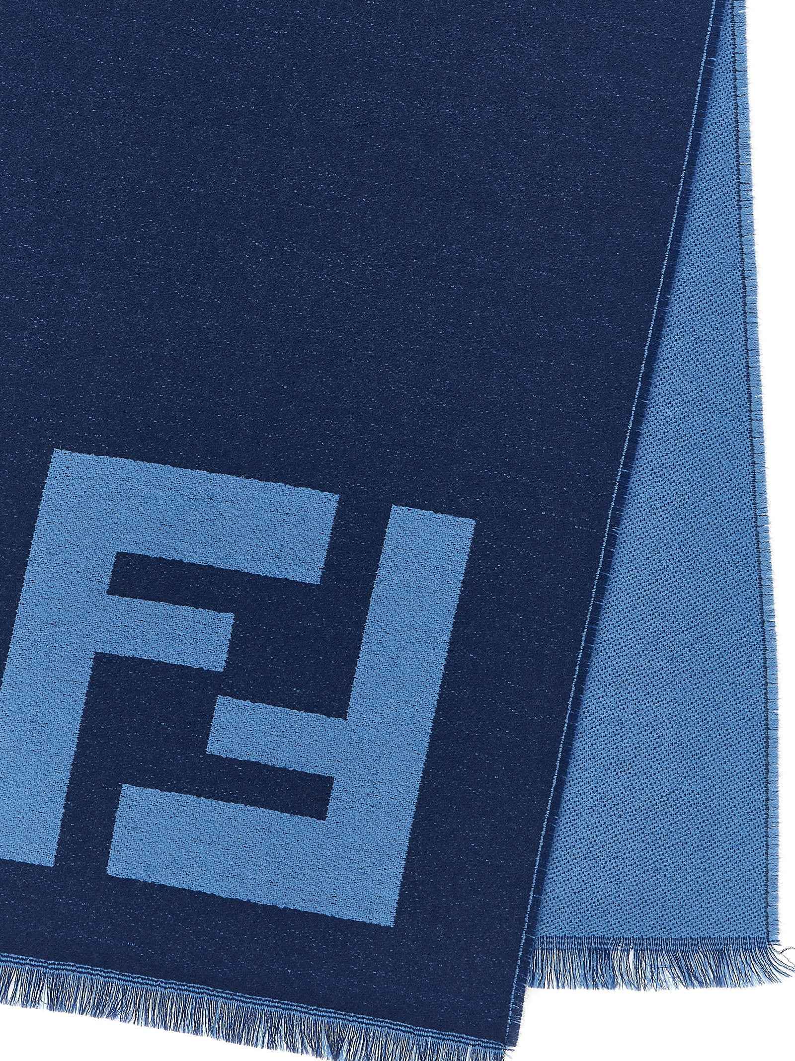 Fendi Blue Virgin Wool Scarf