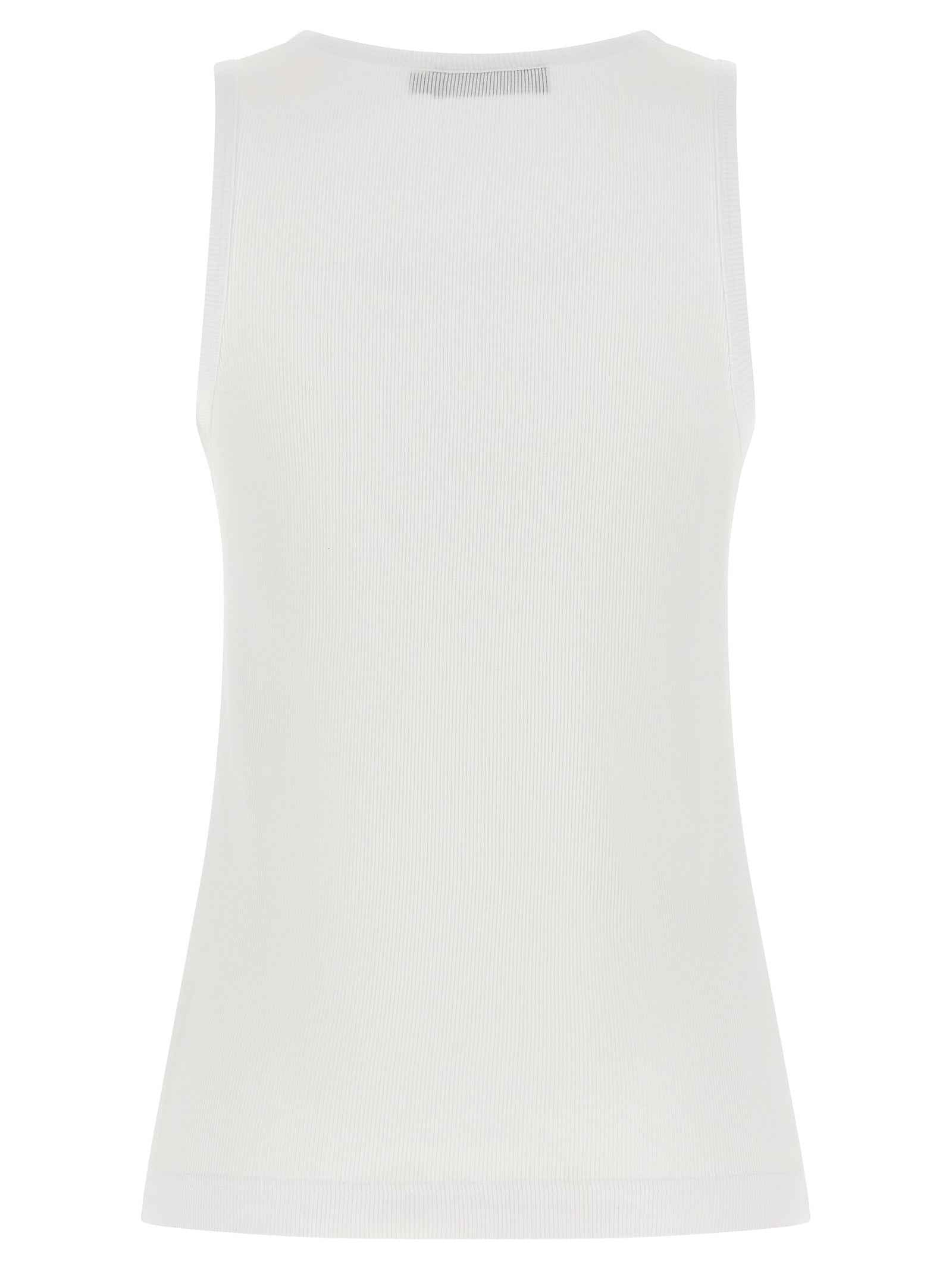 Dolce & Gabbana White Cotton Sleeveles T-Shirt