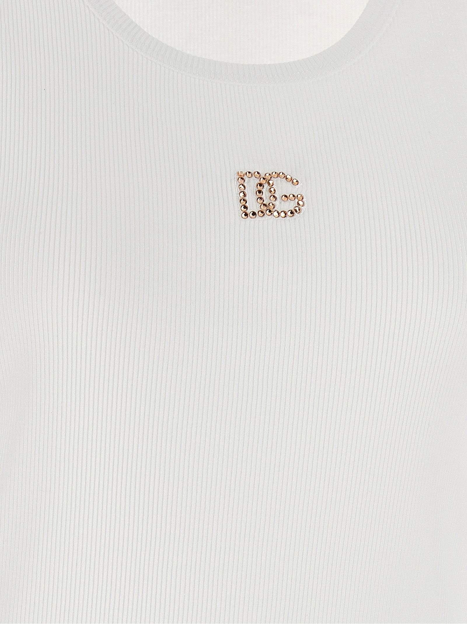Dolce & Gabbana White Cotton Sleeveles T-Shirt