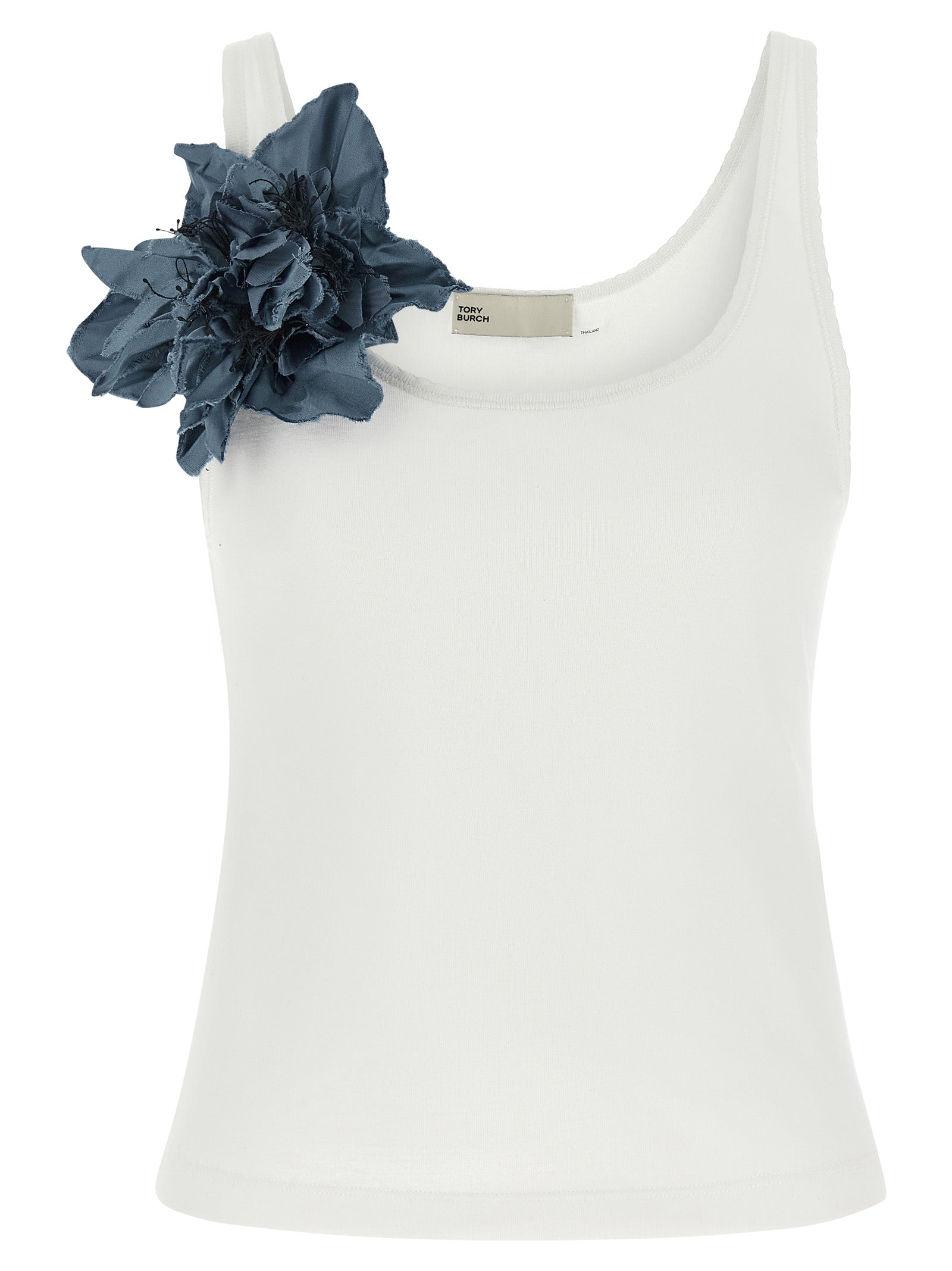 Tory Burch Blue Cotton Sleeveles T-Shirt