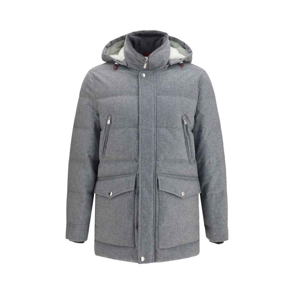 Brunello Cucinelli Gray Cashmere Full-Length Jacket