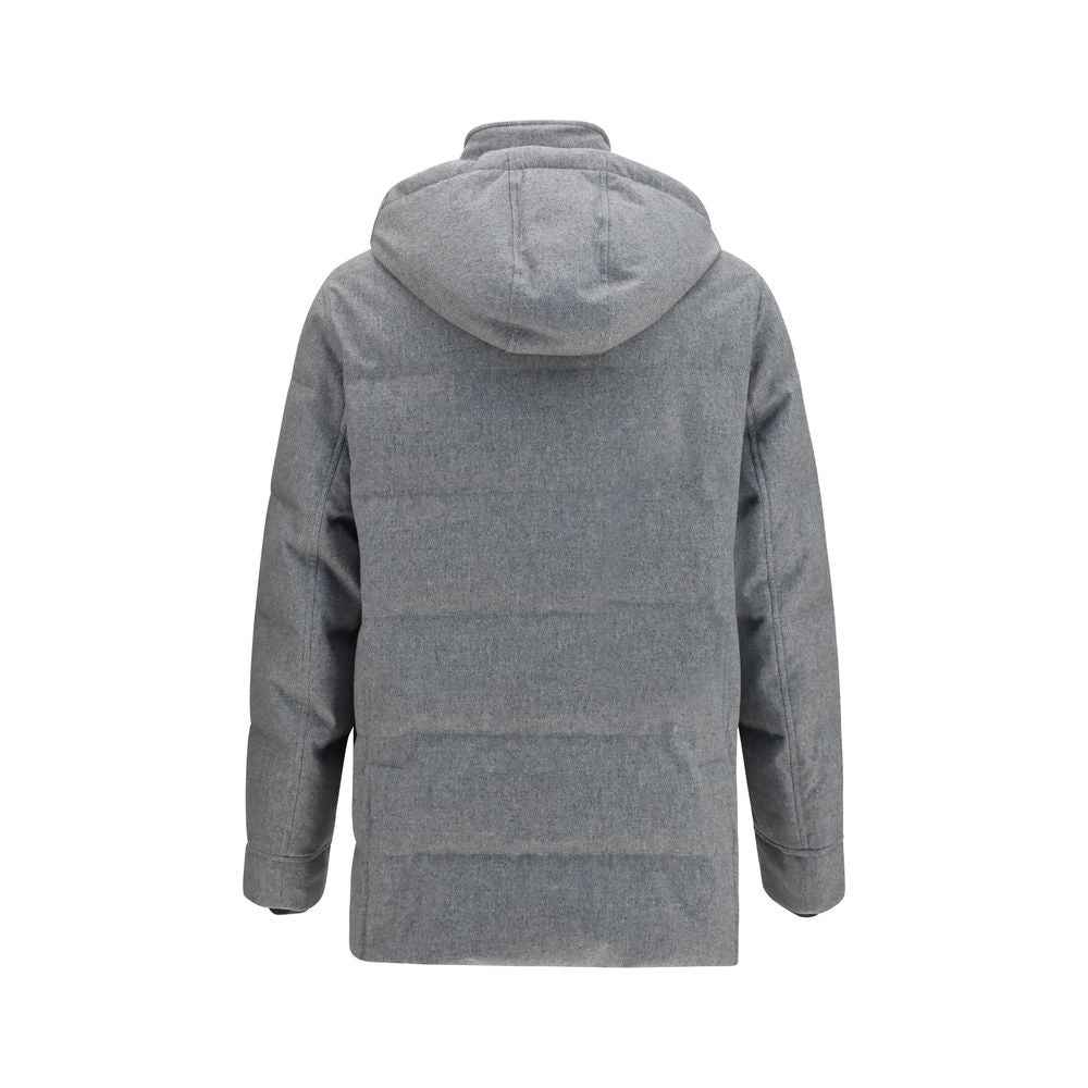 Brunello Cucinelli Gray Cashmere Full-Length Jacket