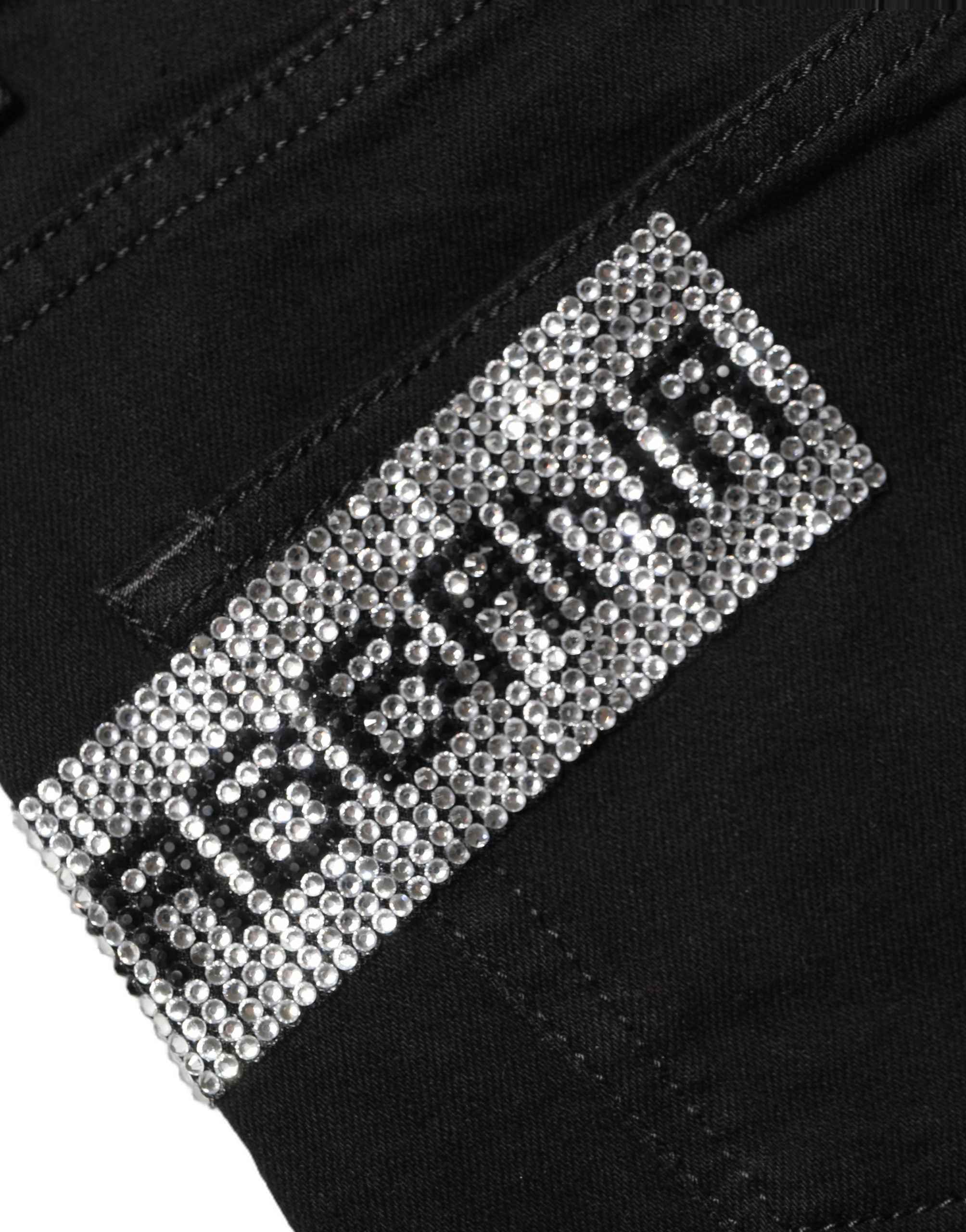 Dolce & Gabbana Black Grace Rhinestone HighWaist Denim Jeans