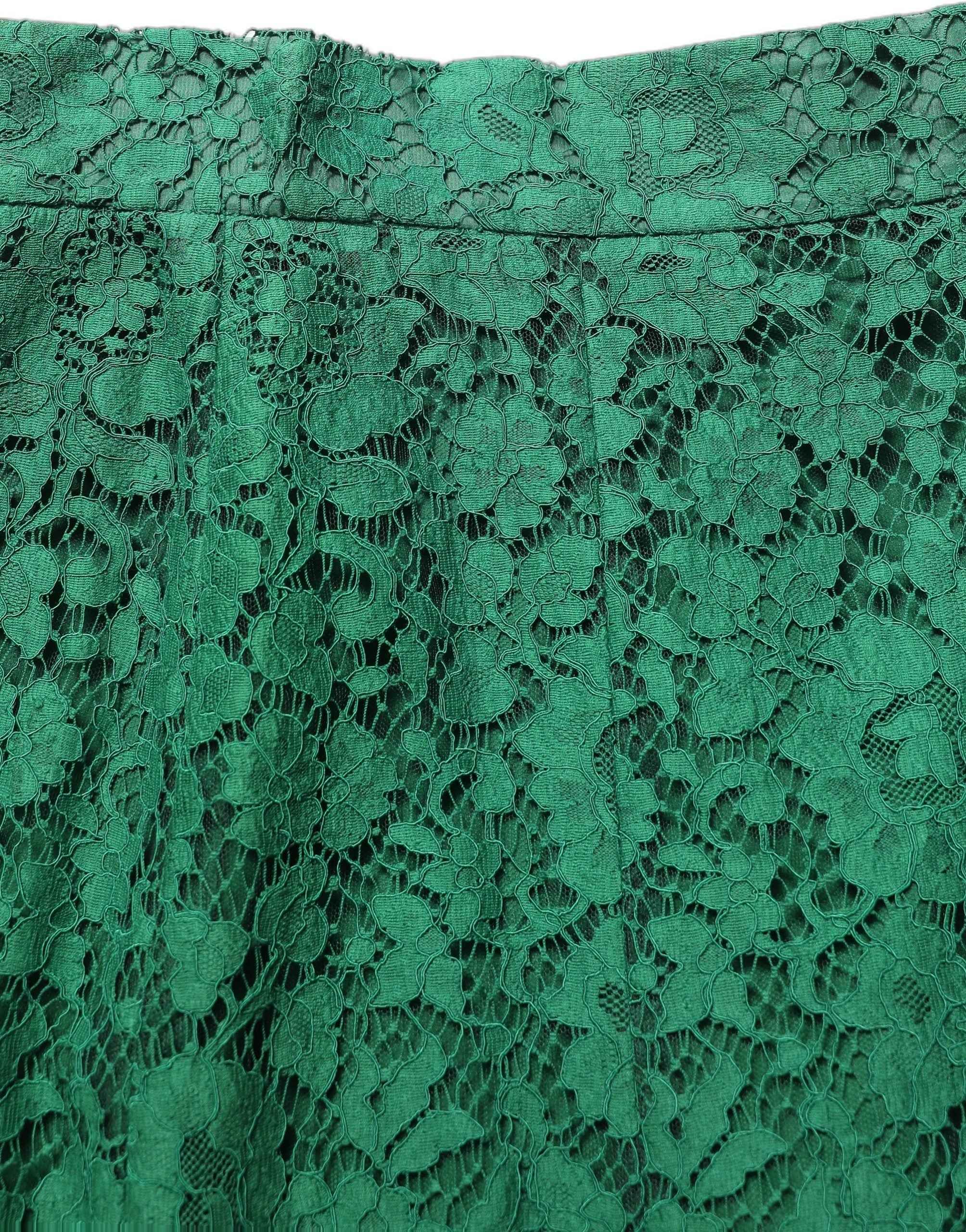 Dolce & Gabbana Green Lace High Waist Mermaid Midi Skirt