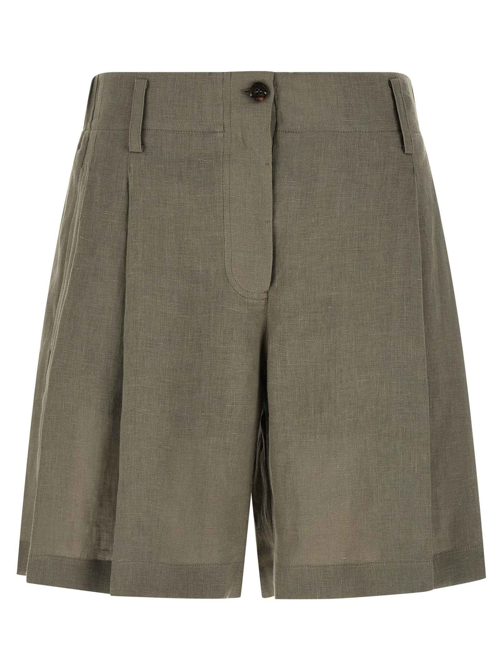 Brunello Cucinelli Bicolor Linen Bermuda Shorts