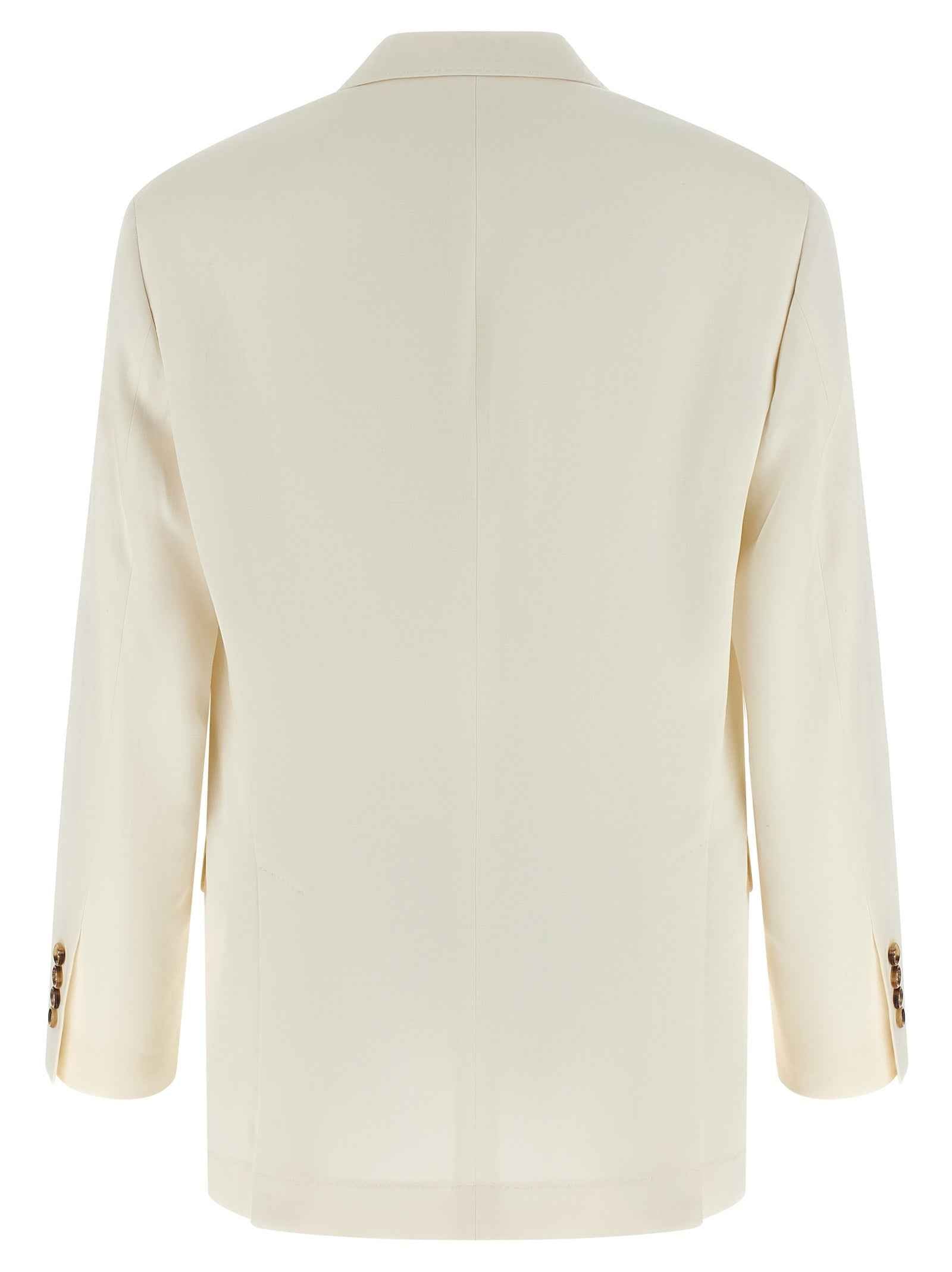 Brunello Cucinelli White Silk Blazer