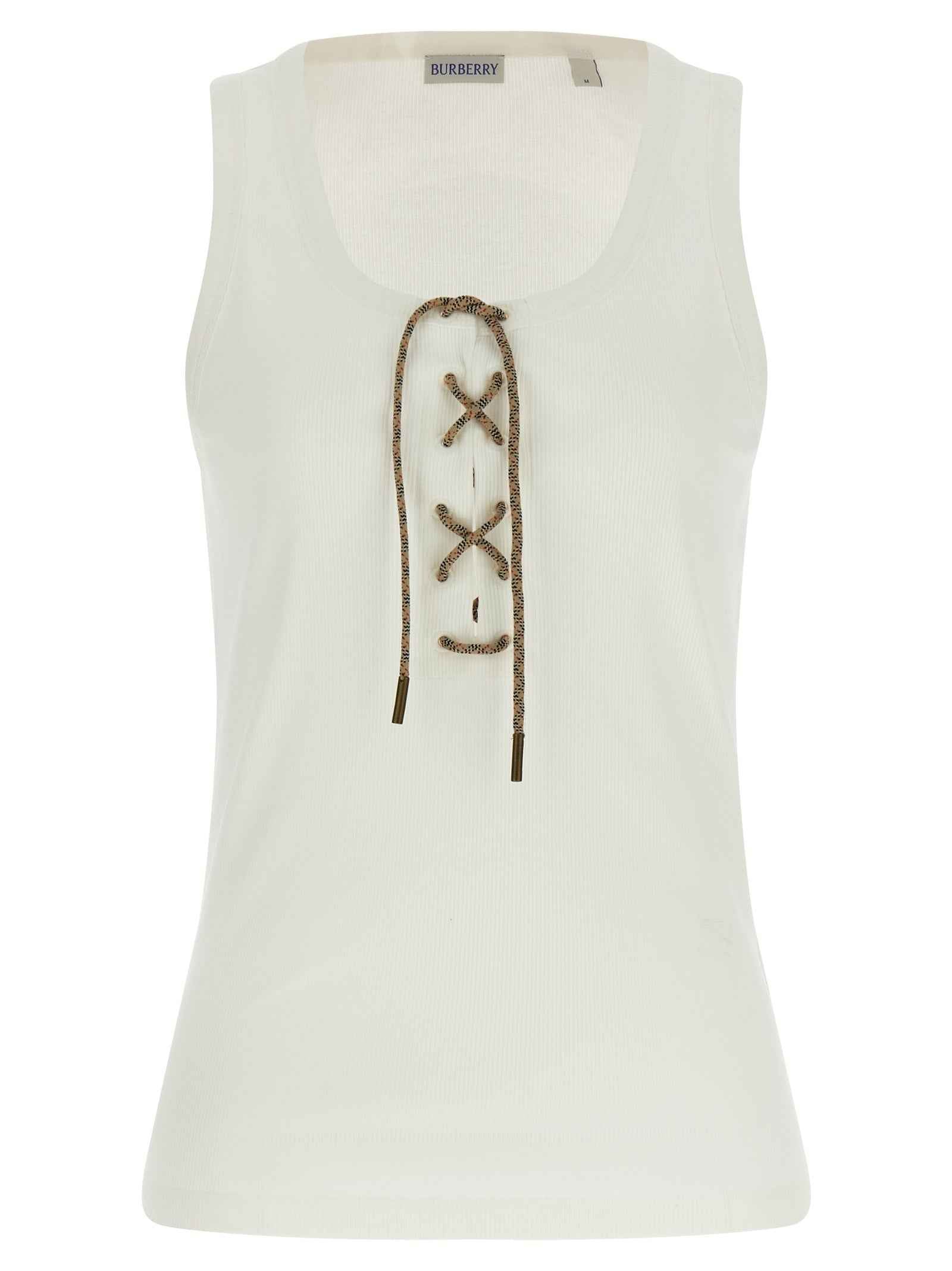 Burberry White Cotton Tank Tops