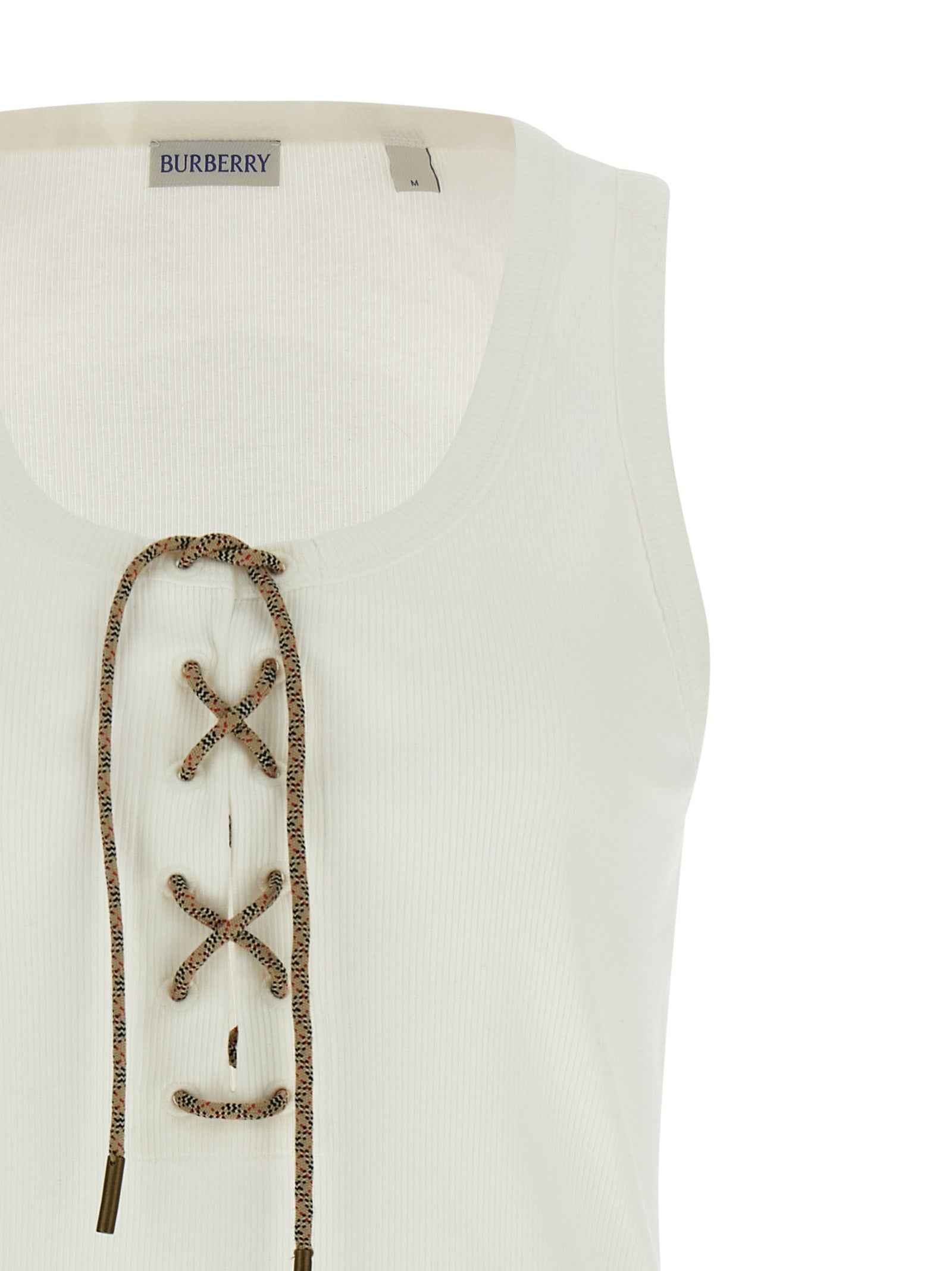 Burberry White Cotton Tank Tops
