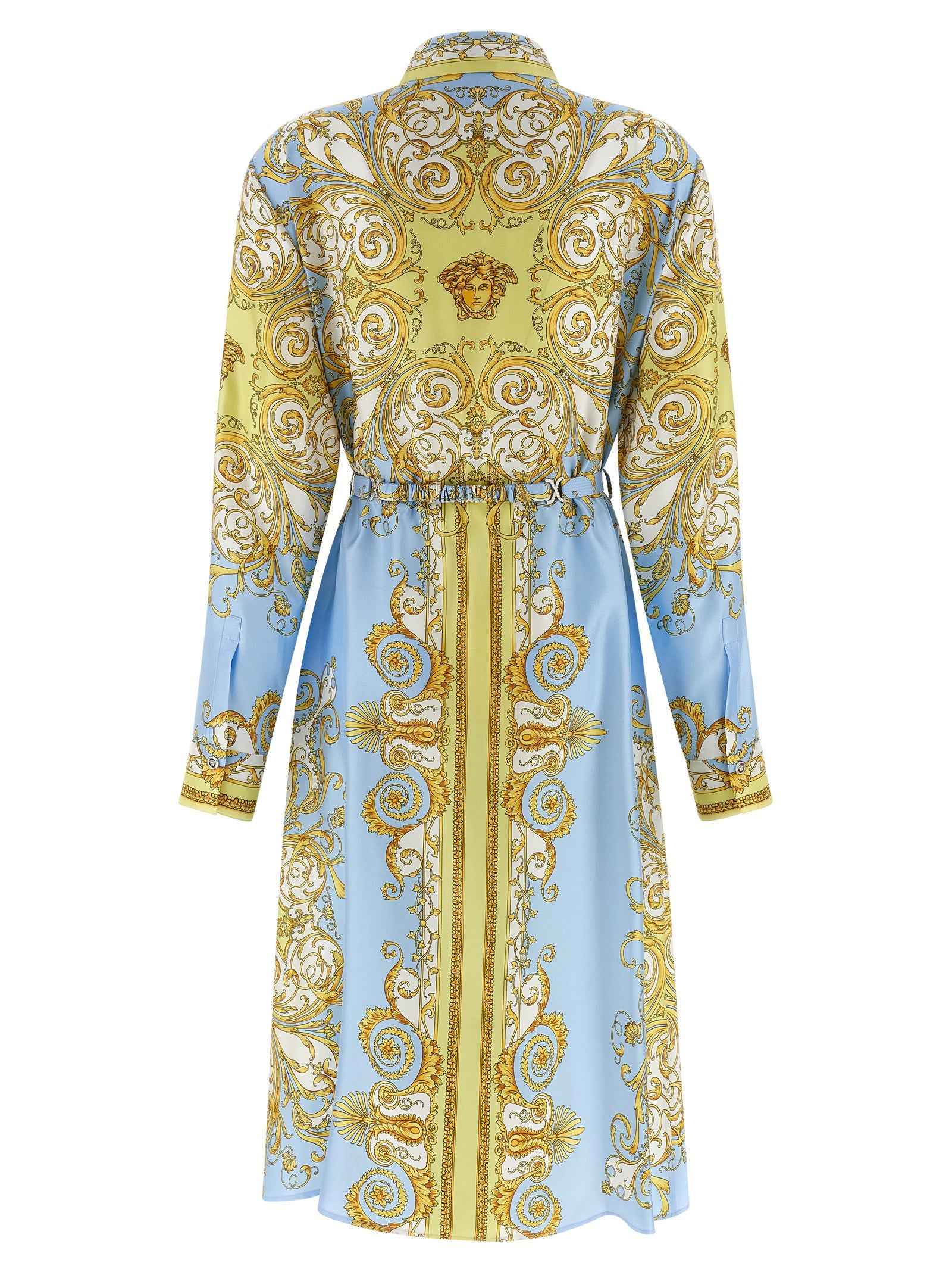 Versace Blue Silk Midi Dress