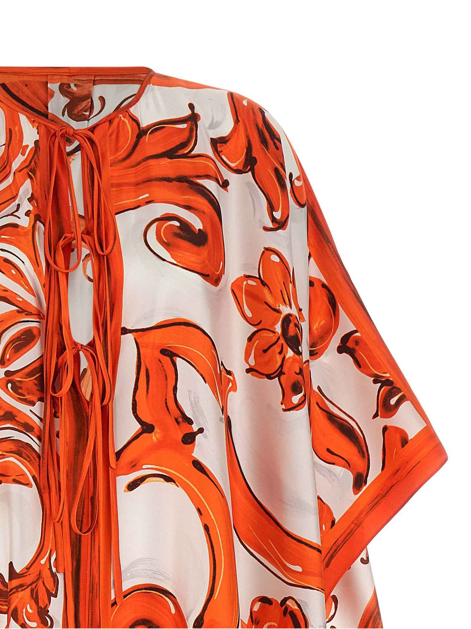 Dolce & Gabbana Orange Silk Long Dress