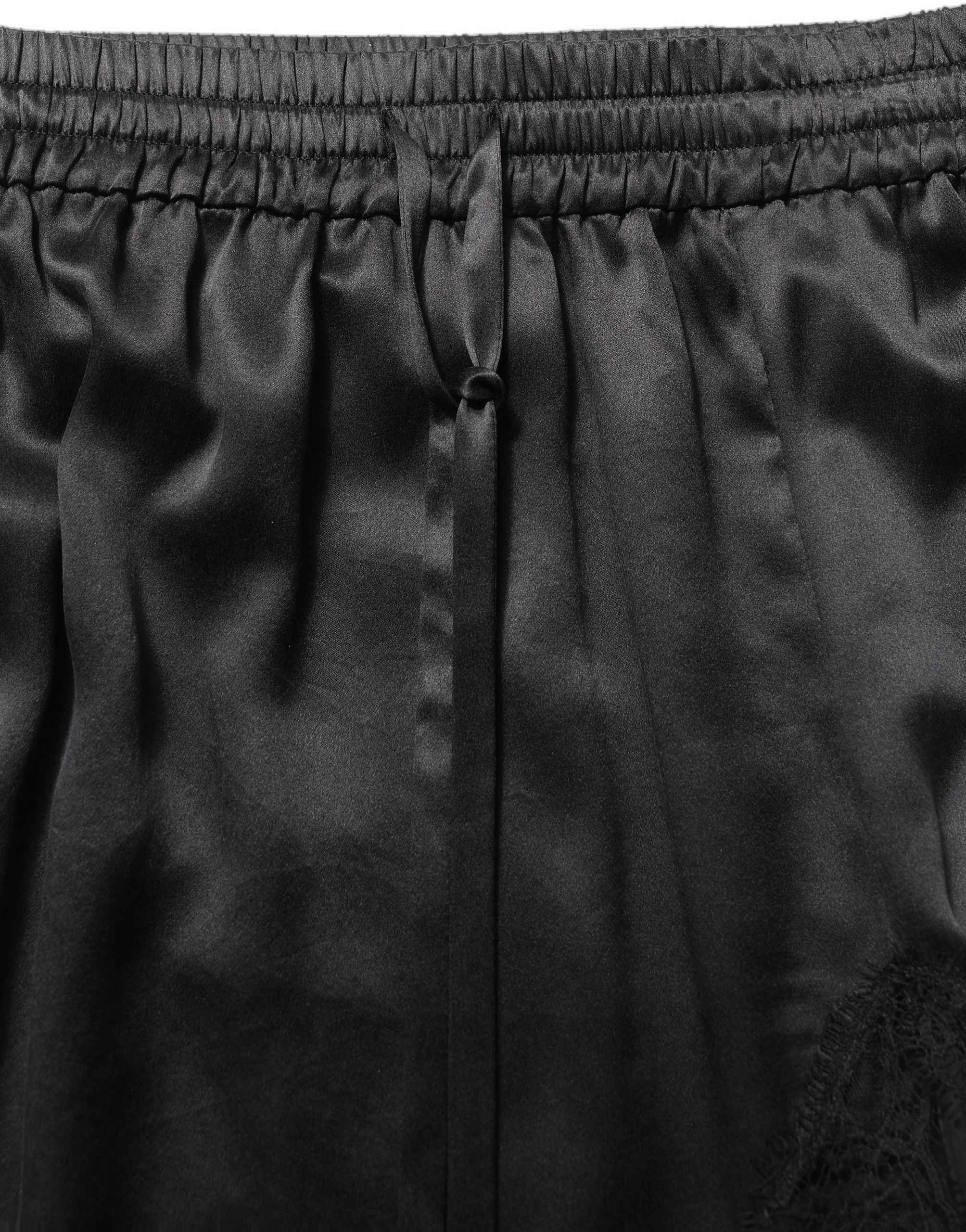 Dolce & Gabbana Black Lace Trimmed Satin Side Slit Skirt