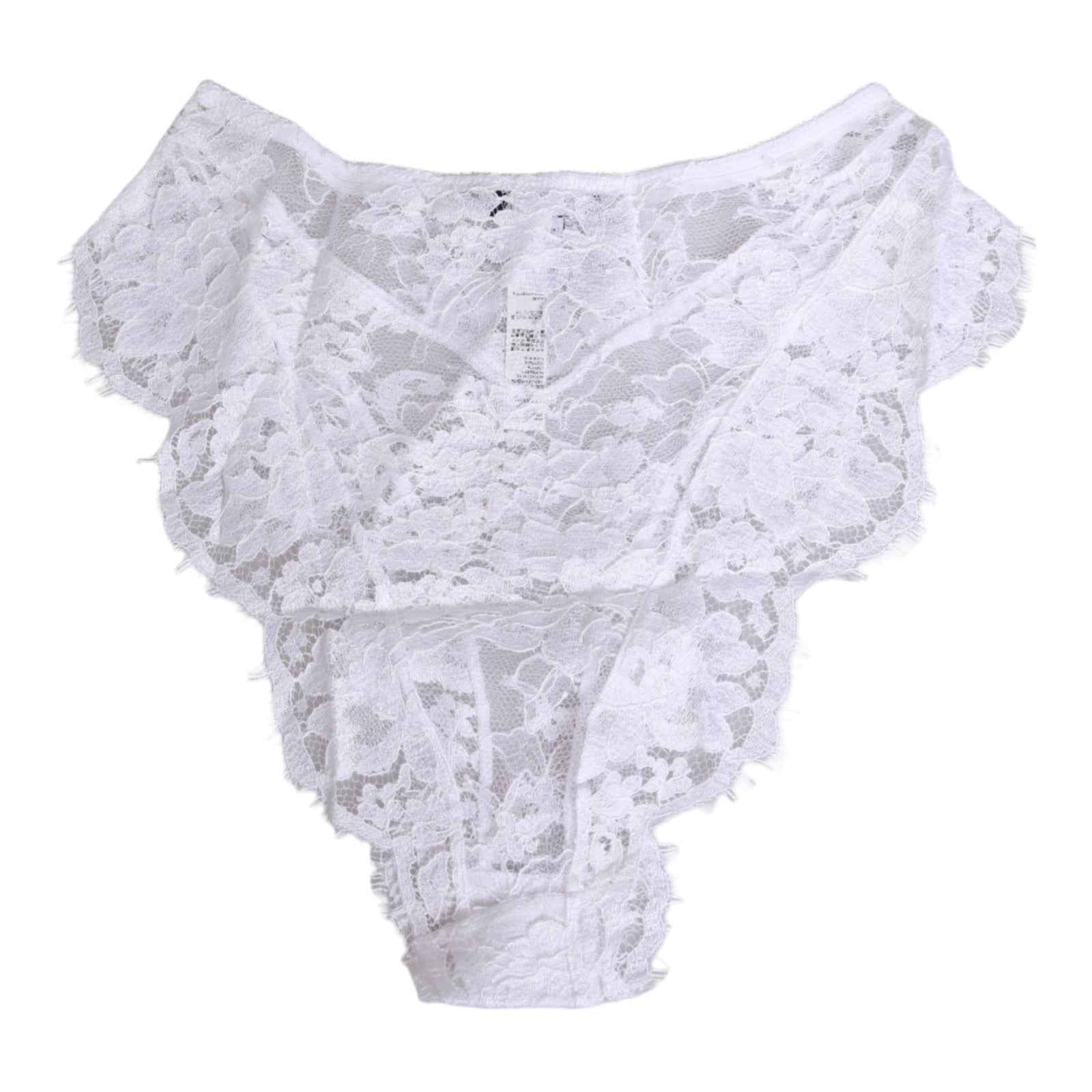 Dolce & Gabbana White Floral Lace Low Rise Panty Underwear