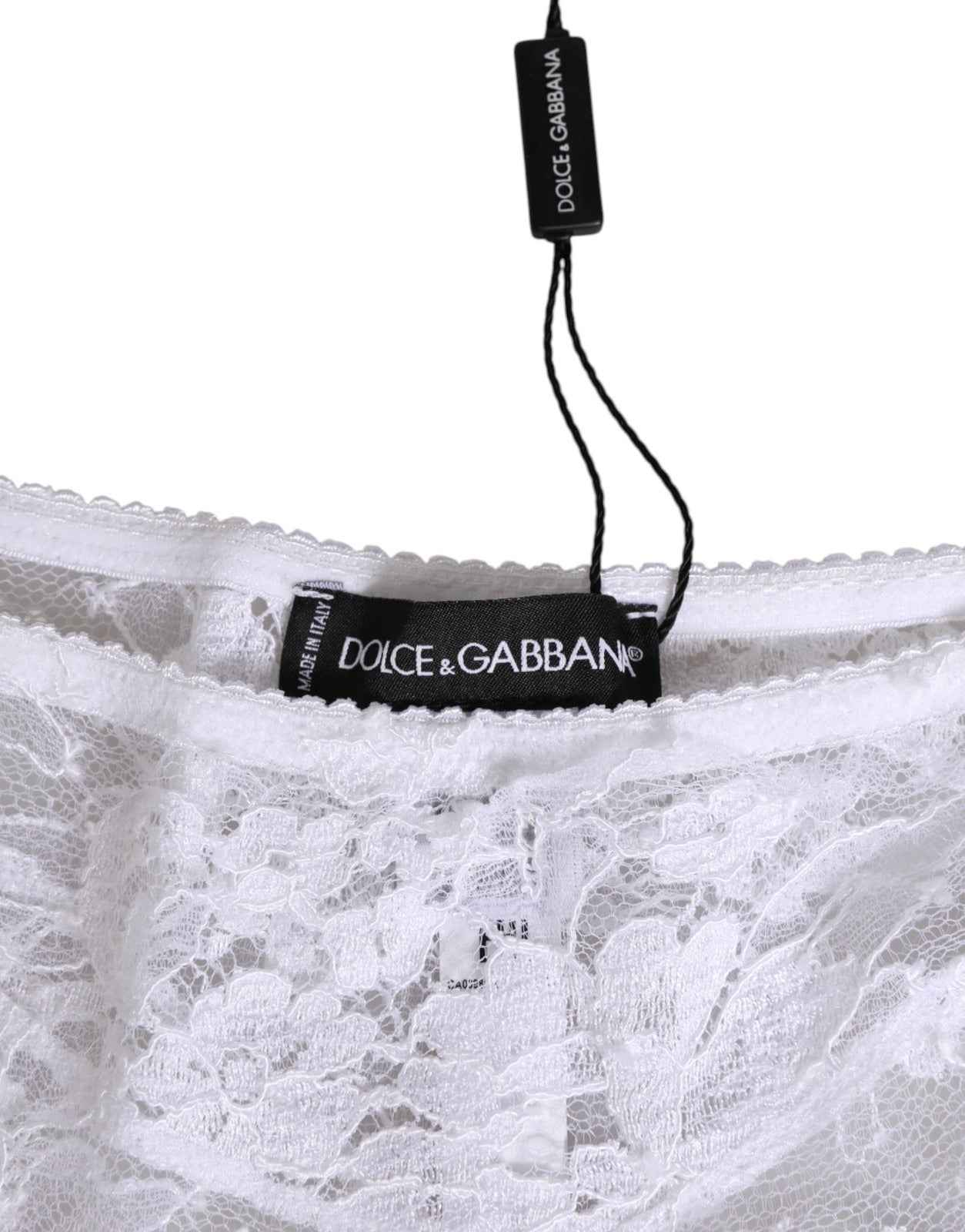 Dolce & Gabbana White Floral Lace Low Rise Panty Underwear