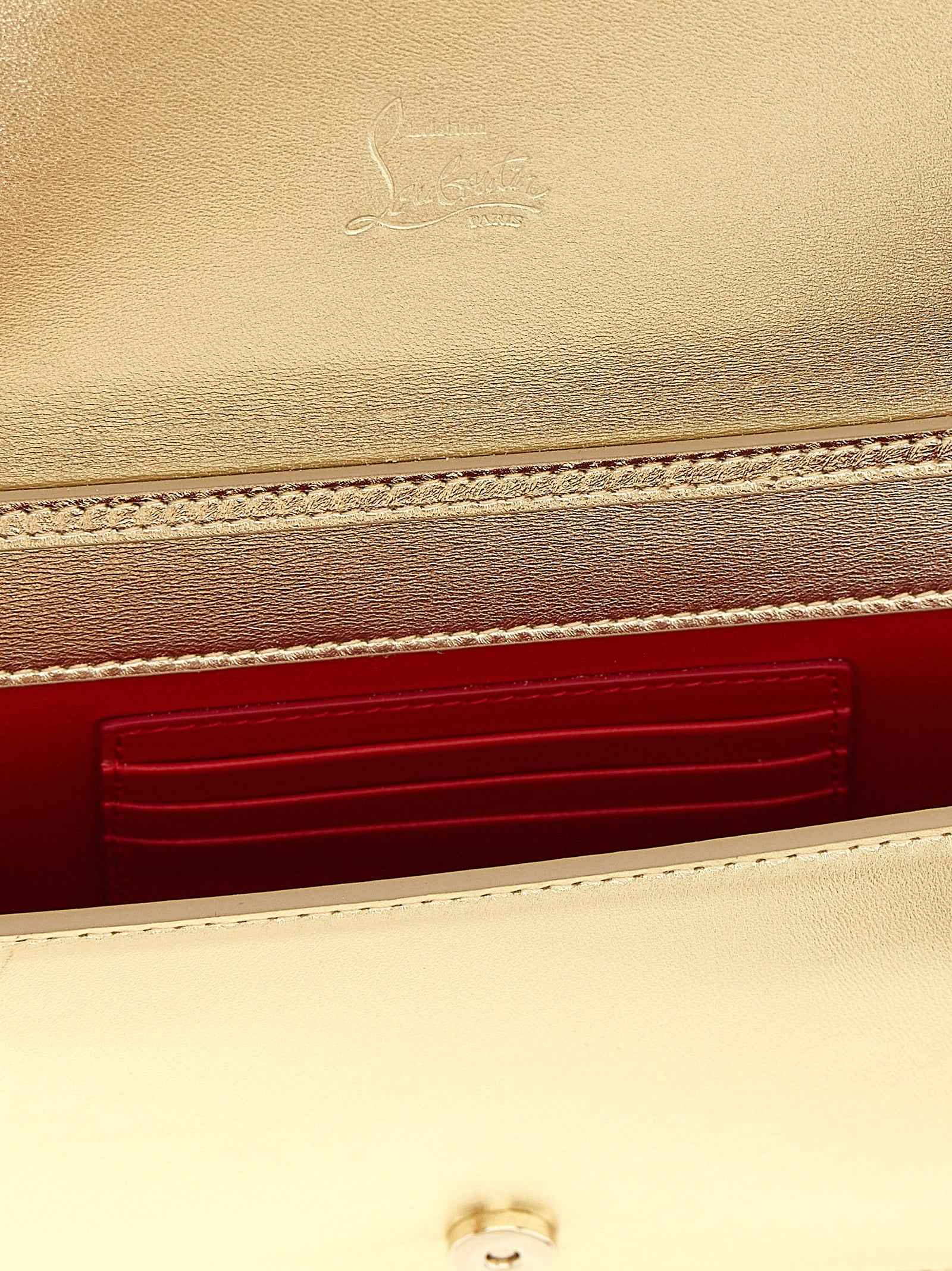Christian Louboutin Gold Lambskin Clutch Bag