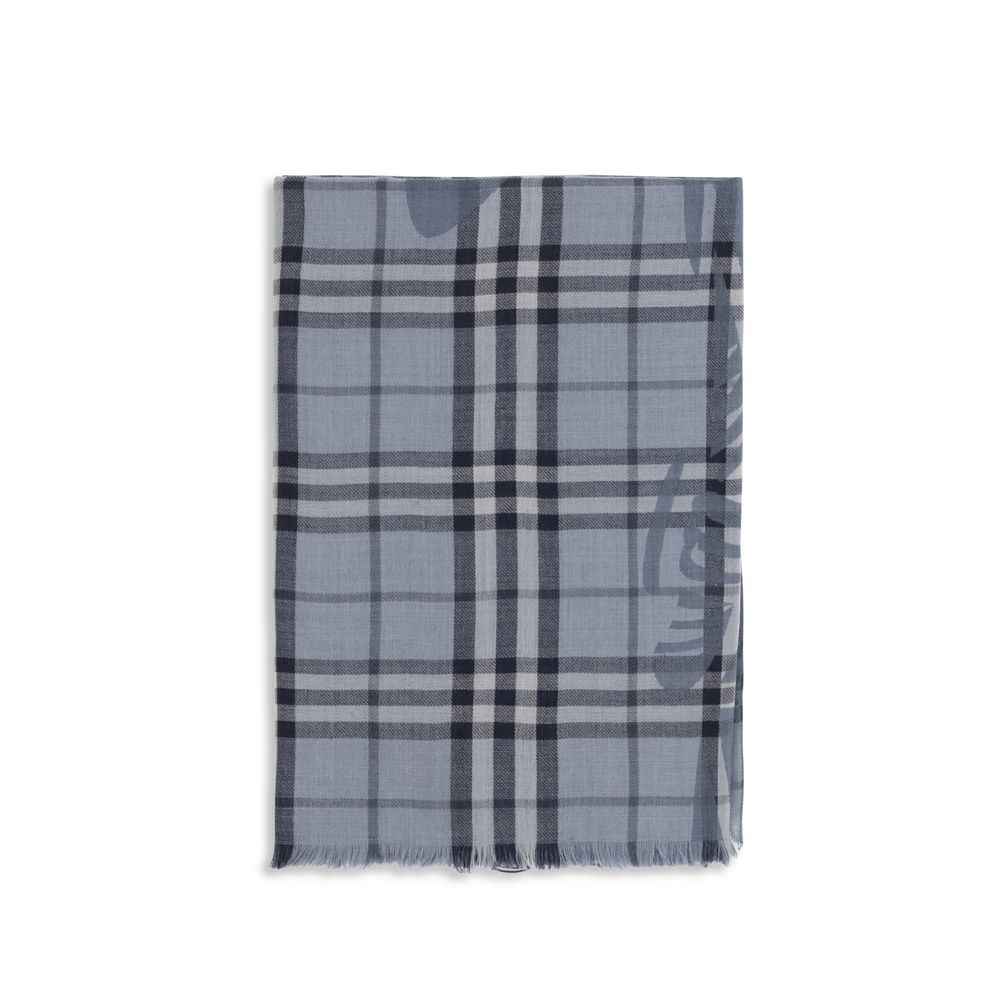Burberry Blue Wool Oves Aries Foulard