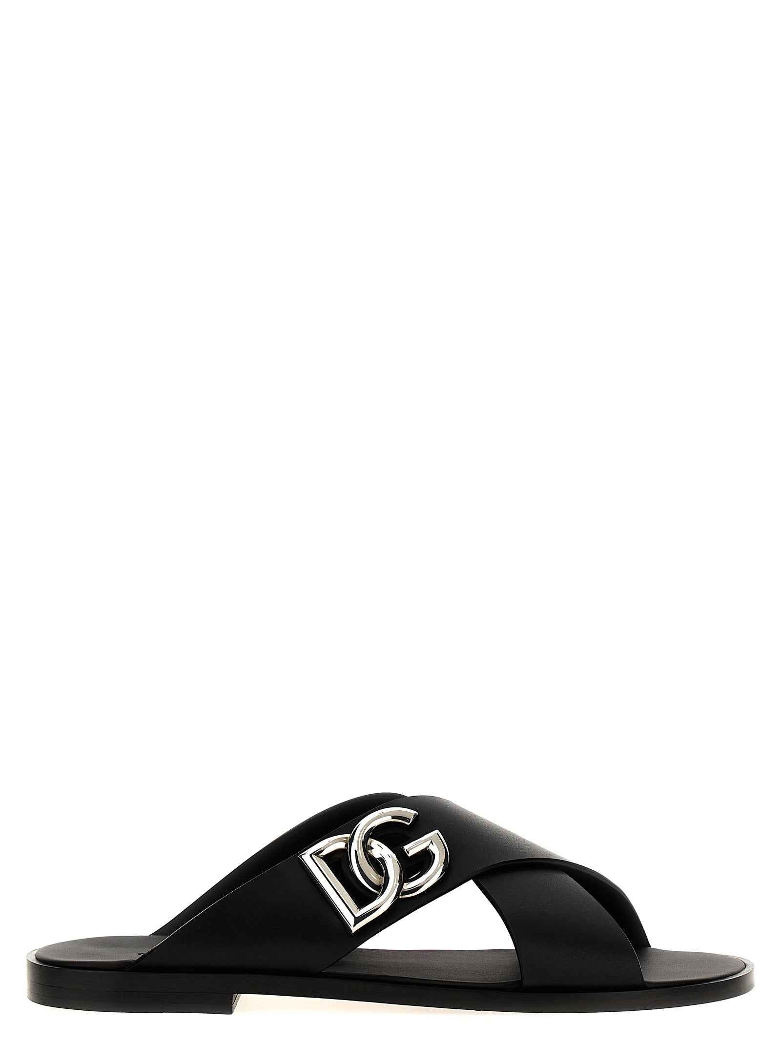 Dolce & Gabbana Black Calfskin Slides