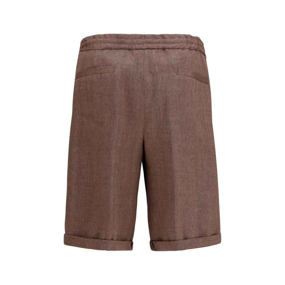 Brunello Cucinelli Brown Linen Bermuda Shorts