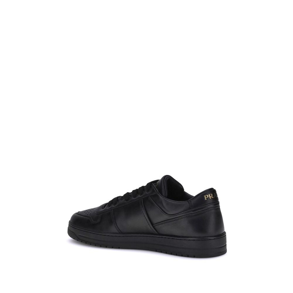 Prada Black Calf Leather Bos Taurus Low Top Sneakers