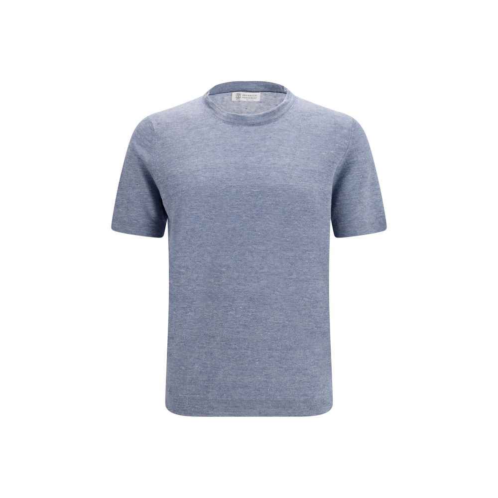 Brunello Cucinelli Blue Linen T-Shirt