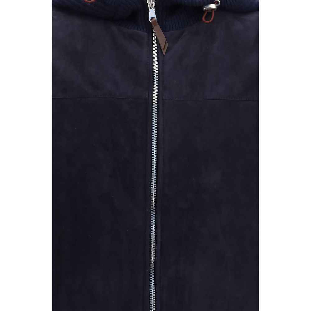 Brunello Cucinelli Blue Wool Oves Aries Full-Length Jacket