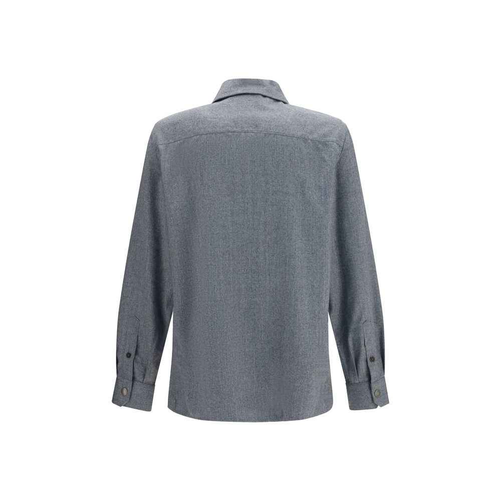 Brunello Cucinelli Gray Wool Oves Aries Dress Shirt