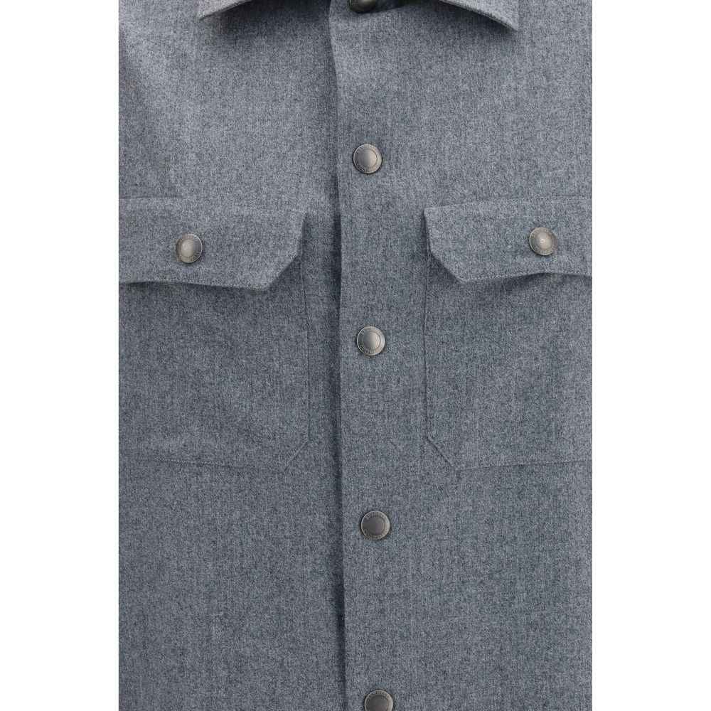 Brunello Cucinelli Gray Wool Oves Aries Shirt