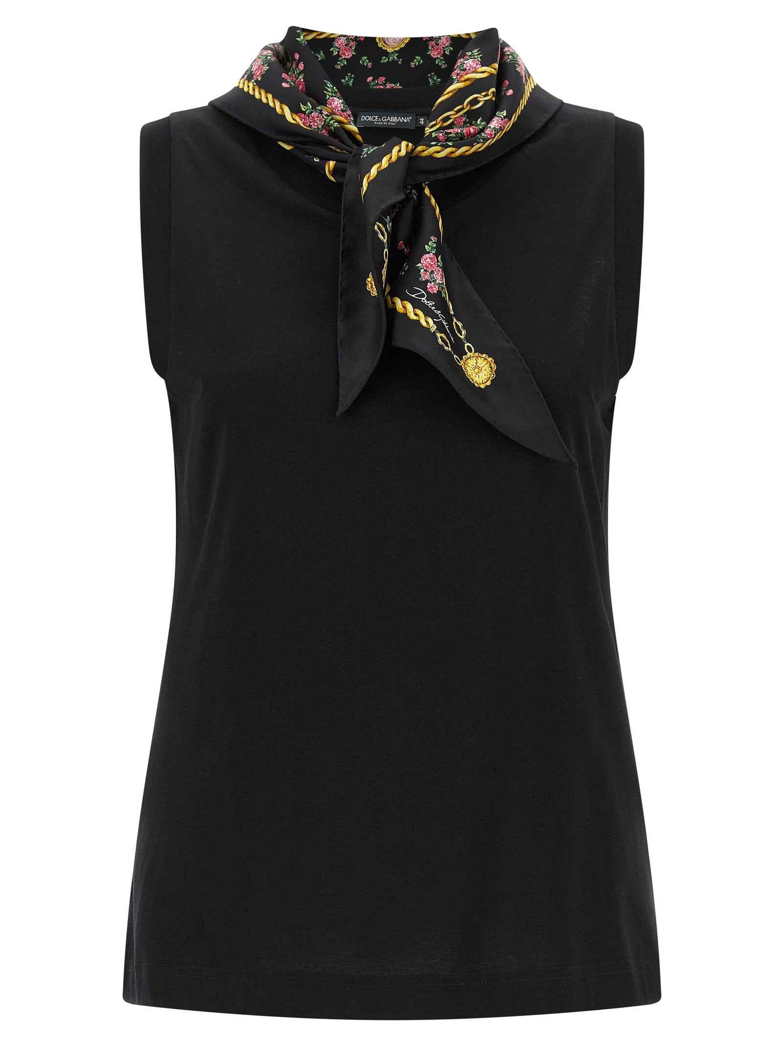 Dolce & Gabbana Black Cotton Sleeveles T-Shirt