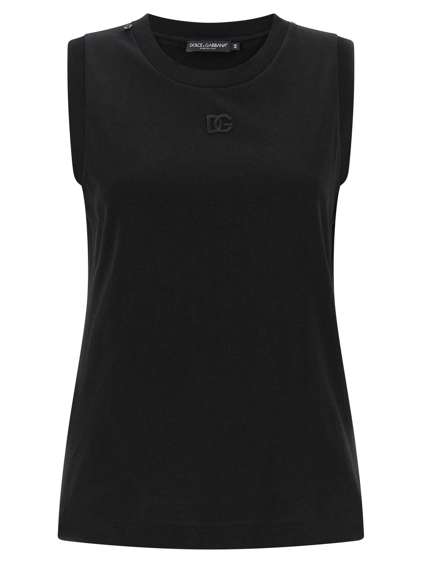 Dolce & Gabbana Black Cotton Sleeveles T-Shirt