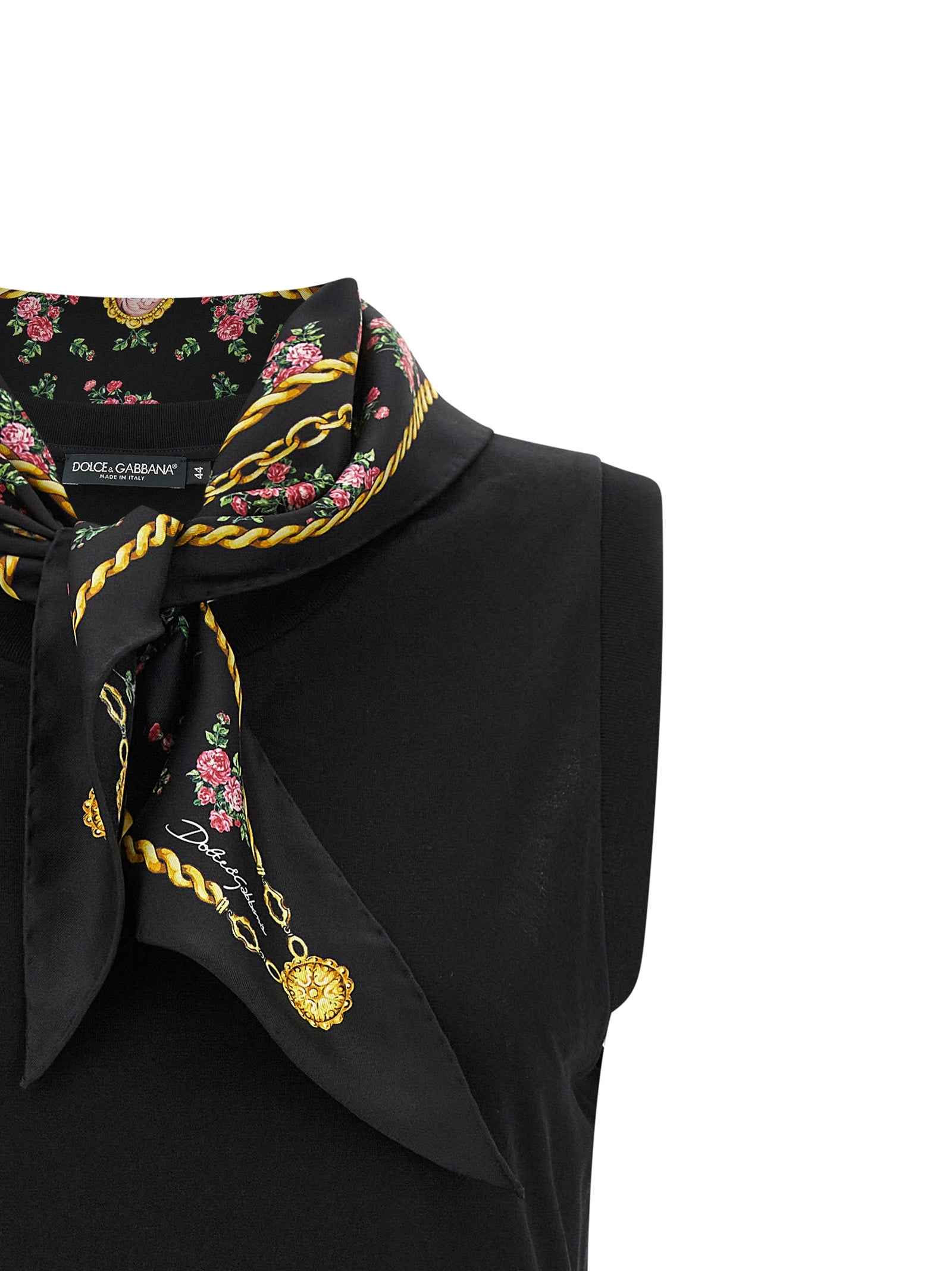 Dolce & Gabbana Black Cotton Sleeveles T-Shirt
