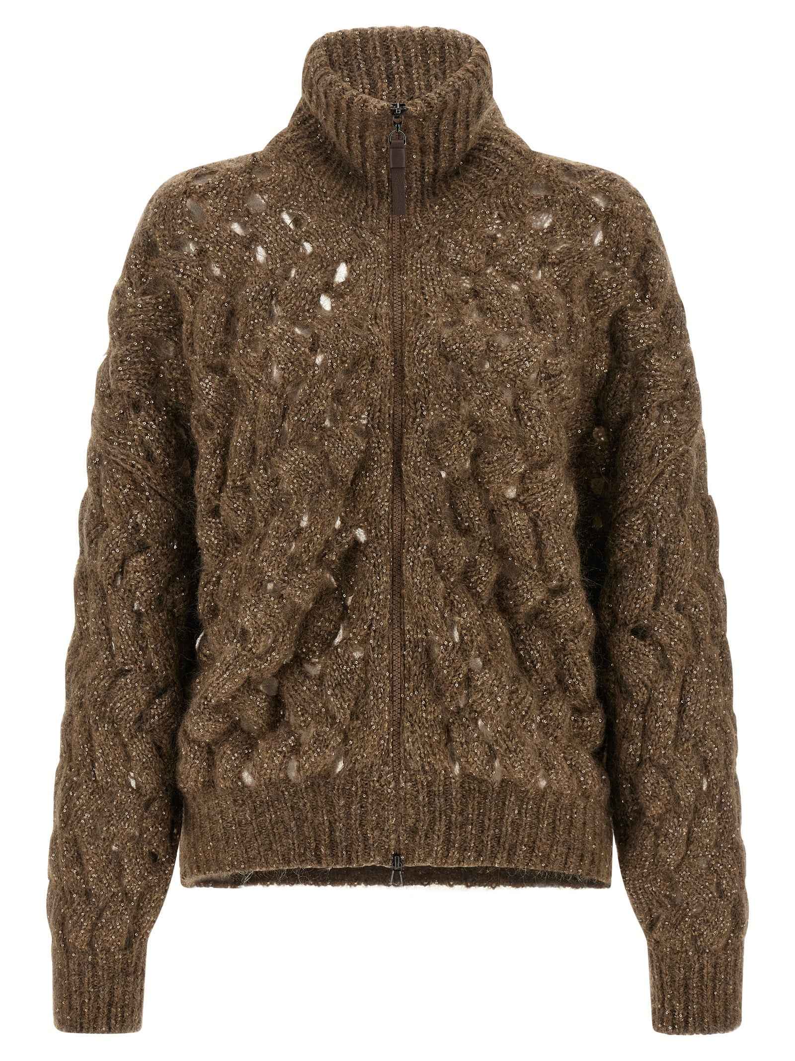 Brunello Cucinelli Brown Wool Cardigan