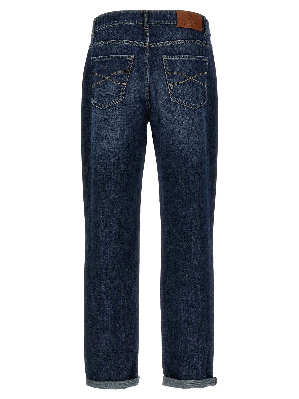 Brunello Cucinelli Blue Cotton Straight-Leg Jeans