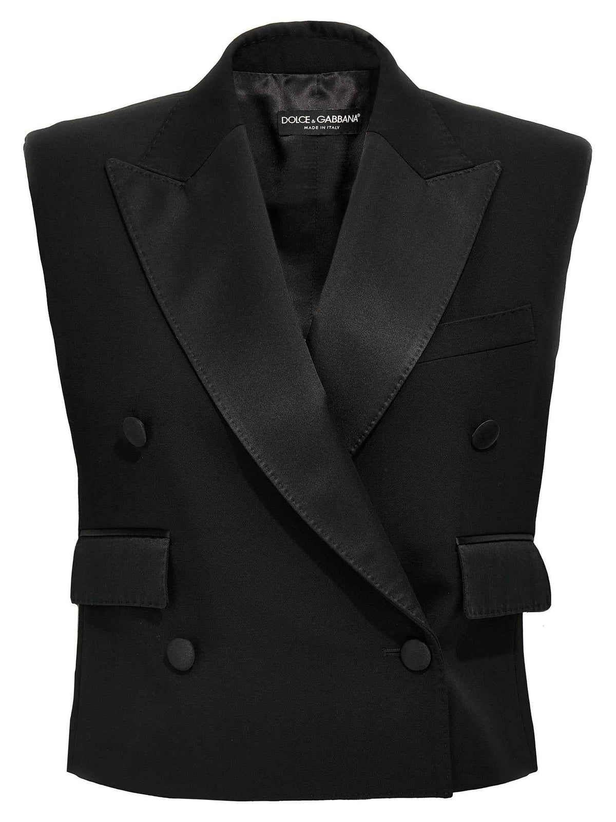 Dolce & Gabbana Black Silk Sleeveless Jacket