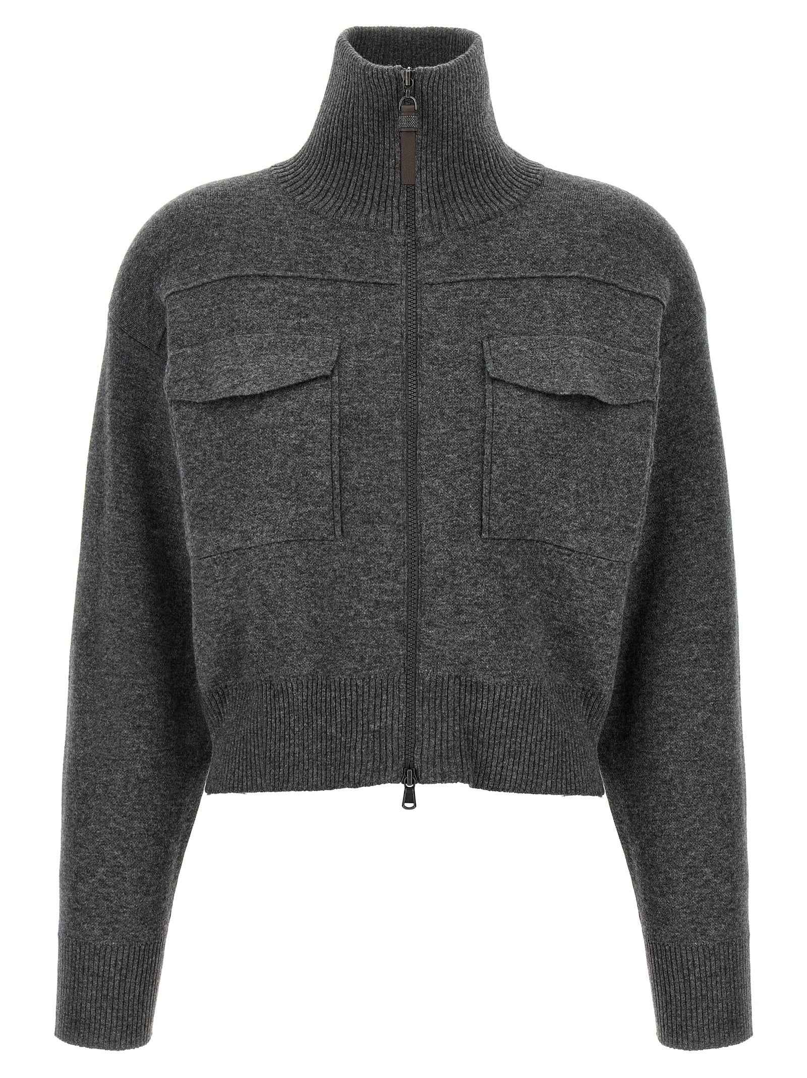 Brunello Cucinelli Gray Cashmere Cardigan