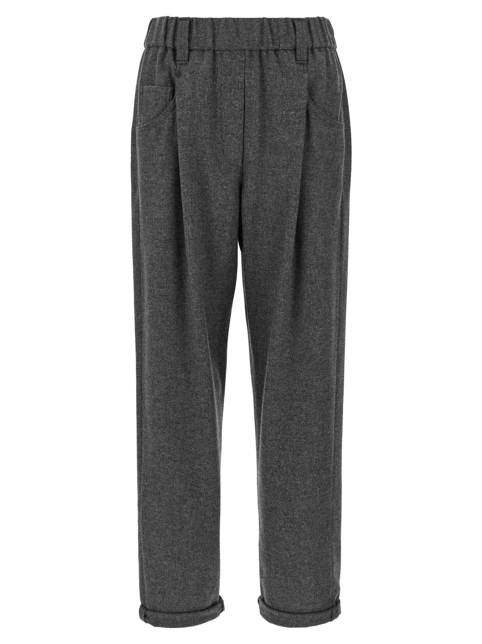 Brunello Cucinelli Gray Virgin Wool Casual Pants