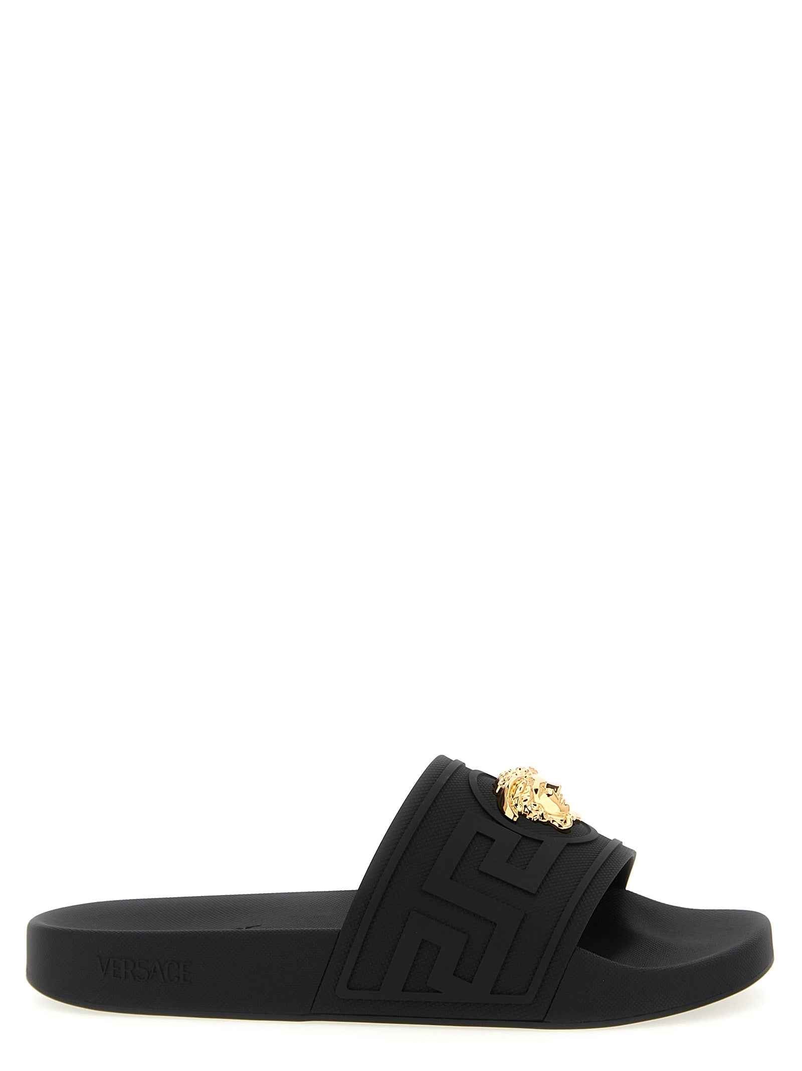 Versace Black Glass Slides