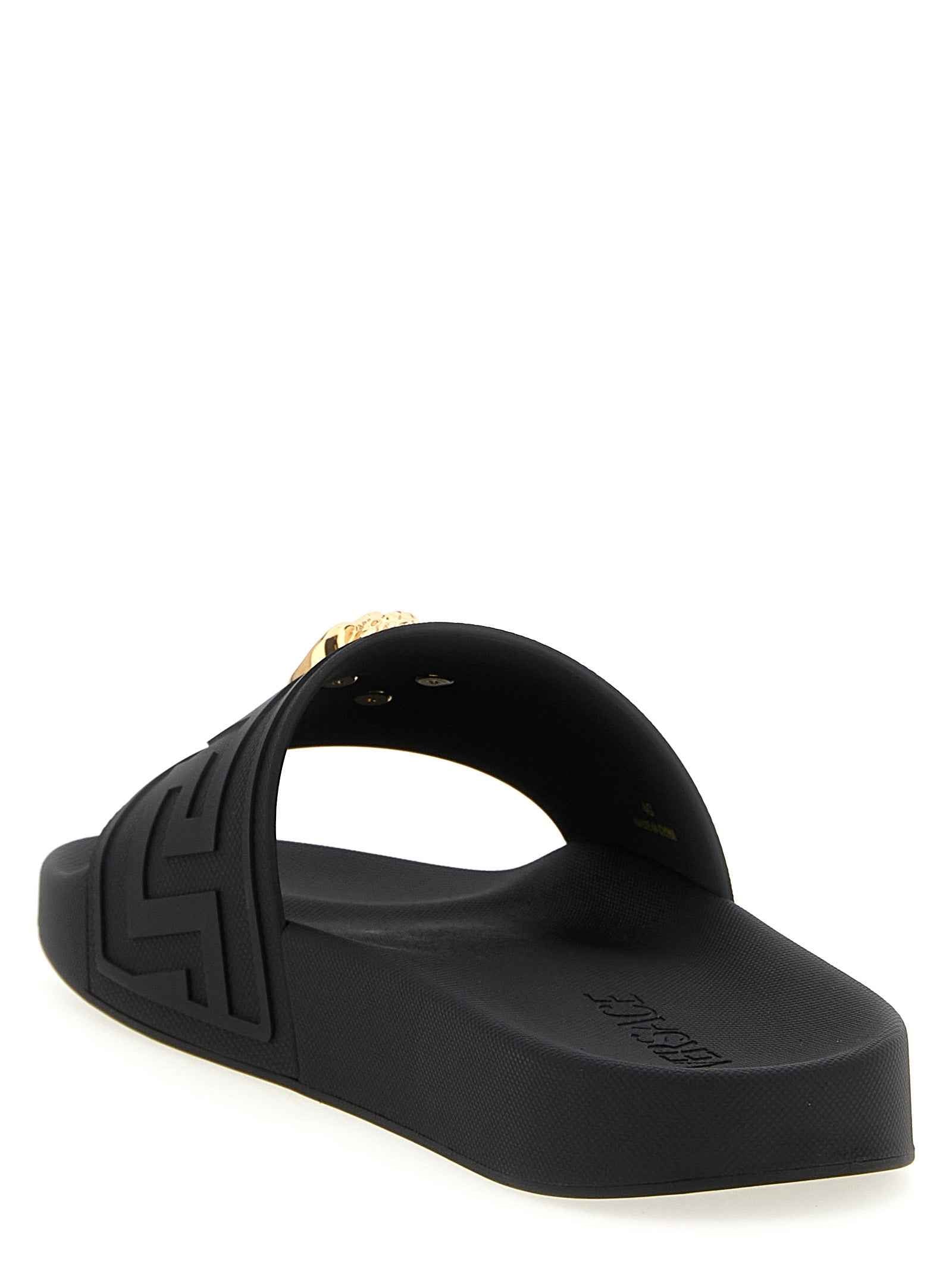 Versace Black Glass Slides
