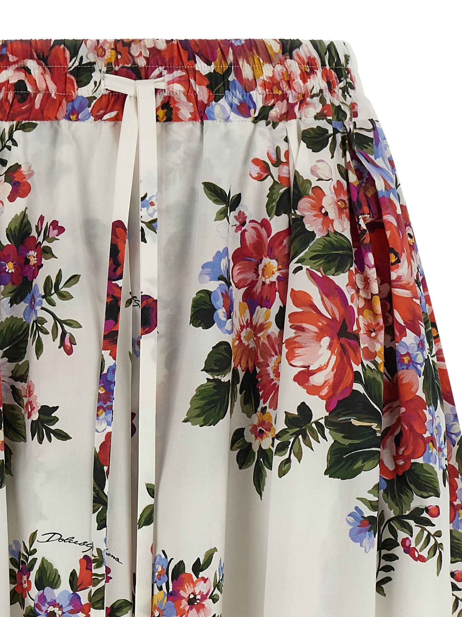 Dolce & Gabbana White Cotton Midi Skirt