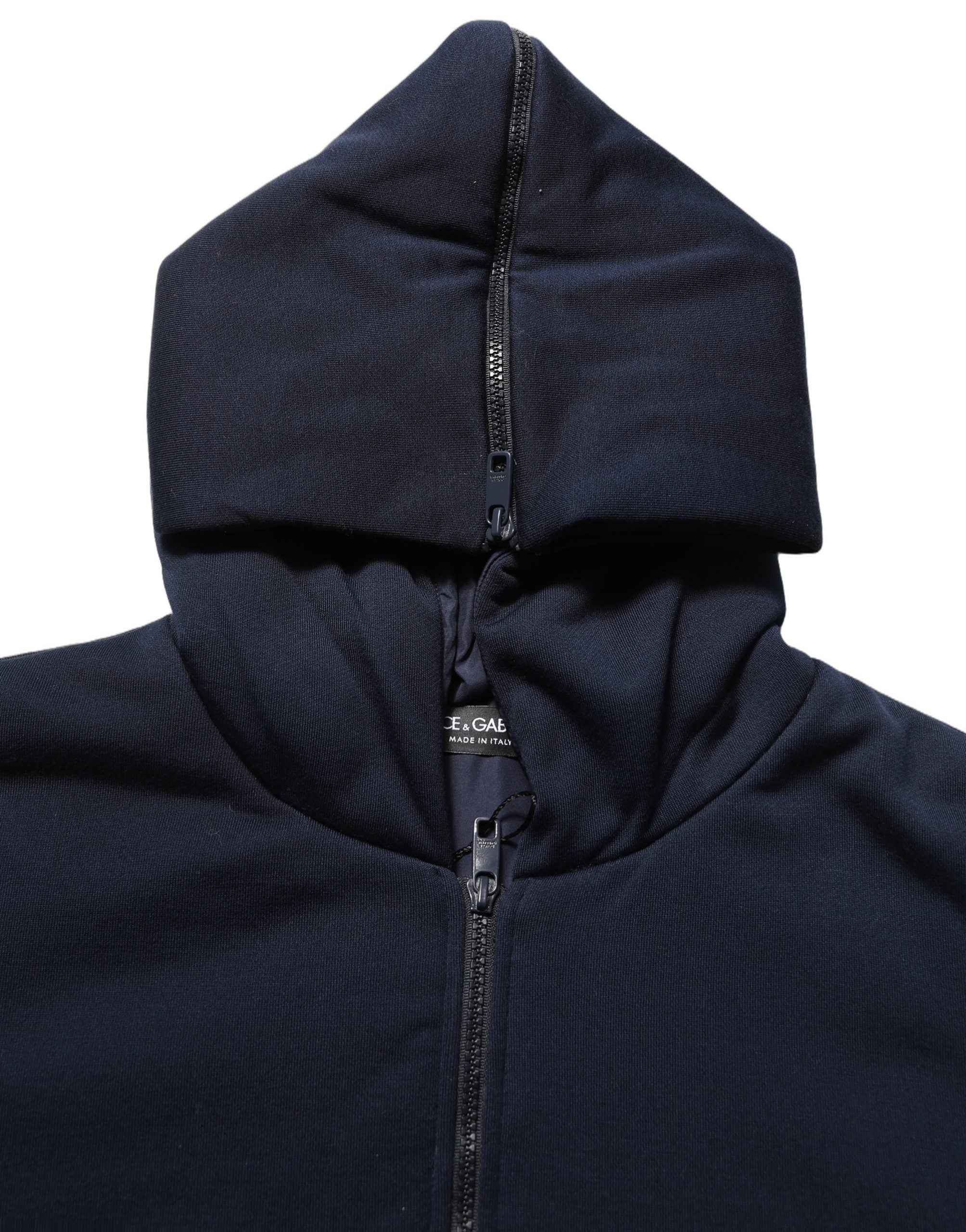 Dolce & Gabbana Black Cotton Full Zip Hooded Bomber Jacket