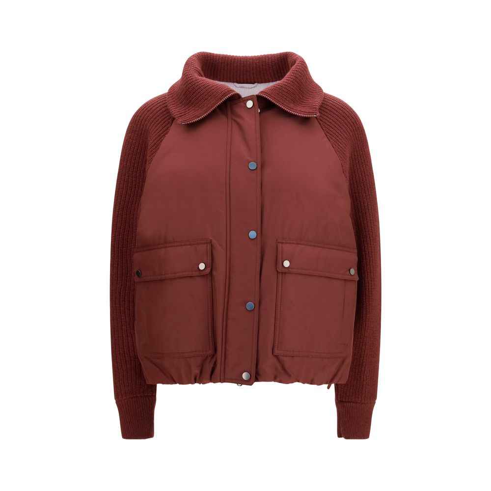 Brunello Cucinelli Bordeaux Polyester Full-Length Jacket