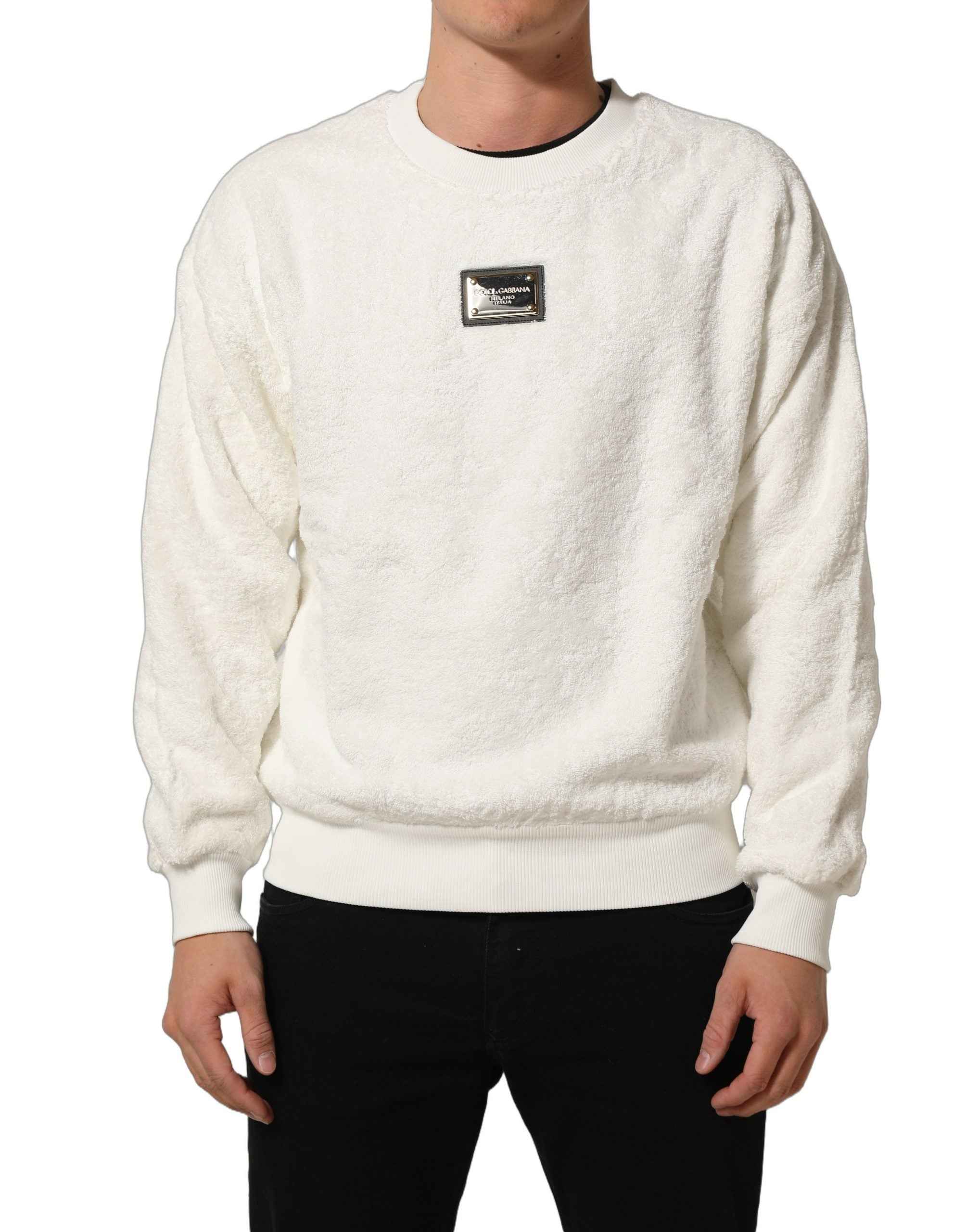 Dolce & Gabbana White LogoPlaque CrewNeck Sweatshirt Sweater