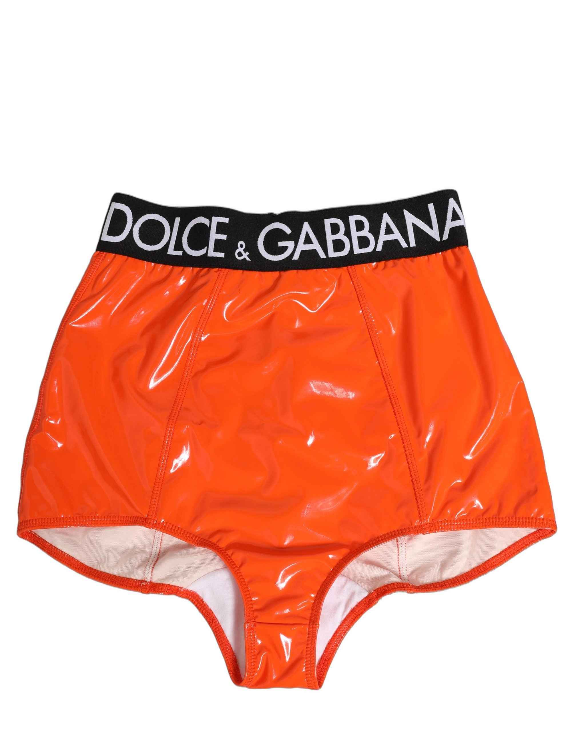 Dolce & Gabbana Orange Polyester Logo High Waist Girdle Underwear