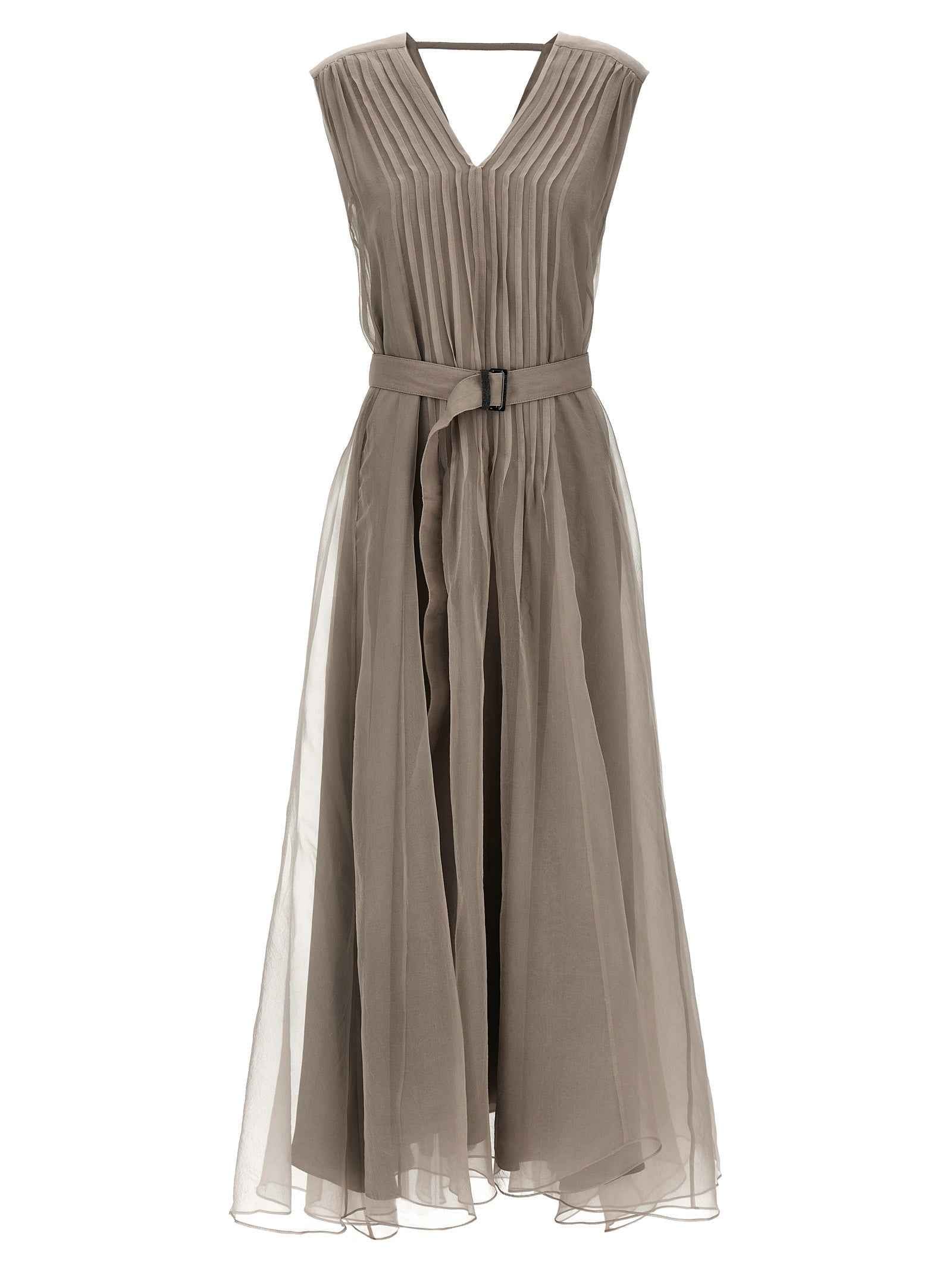 Brunello Cucinelli Beige Silk Long Dress