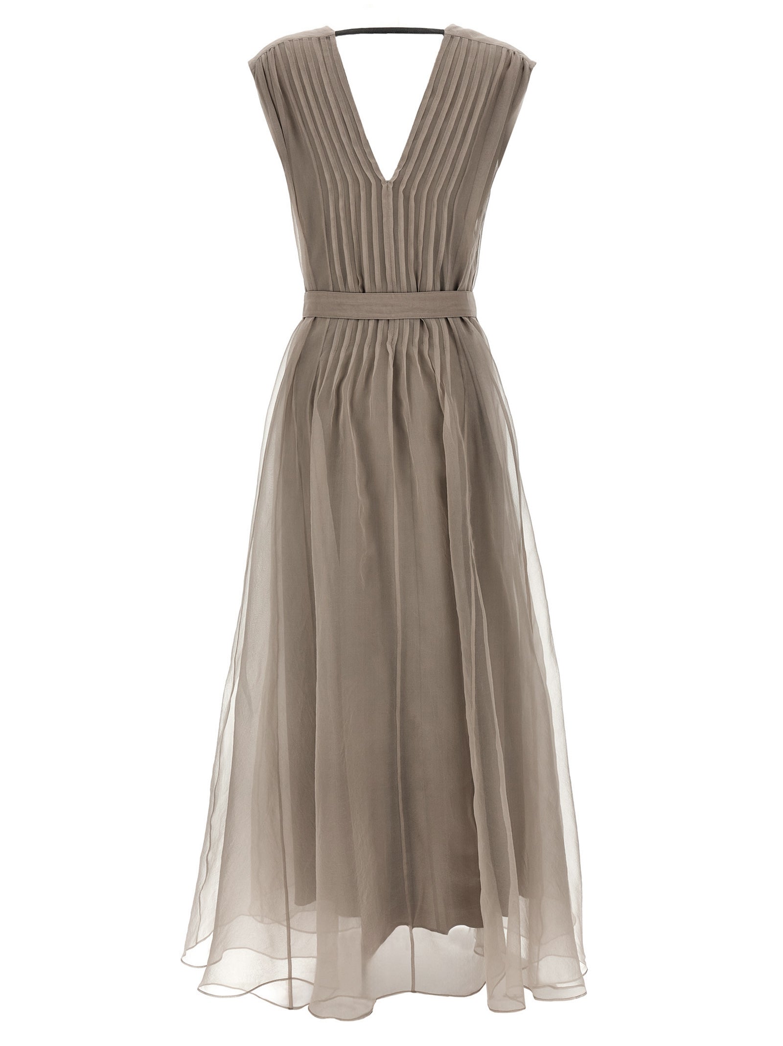 Brunello Cucinelli Beige Silk Long Dress