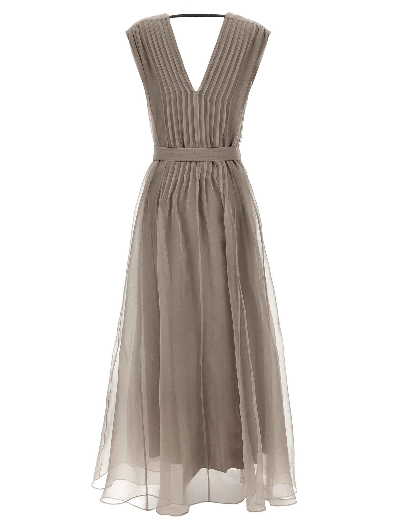 Brunello Cucinelli Beige Silk Long Dress