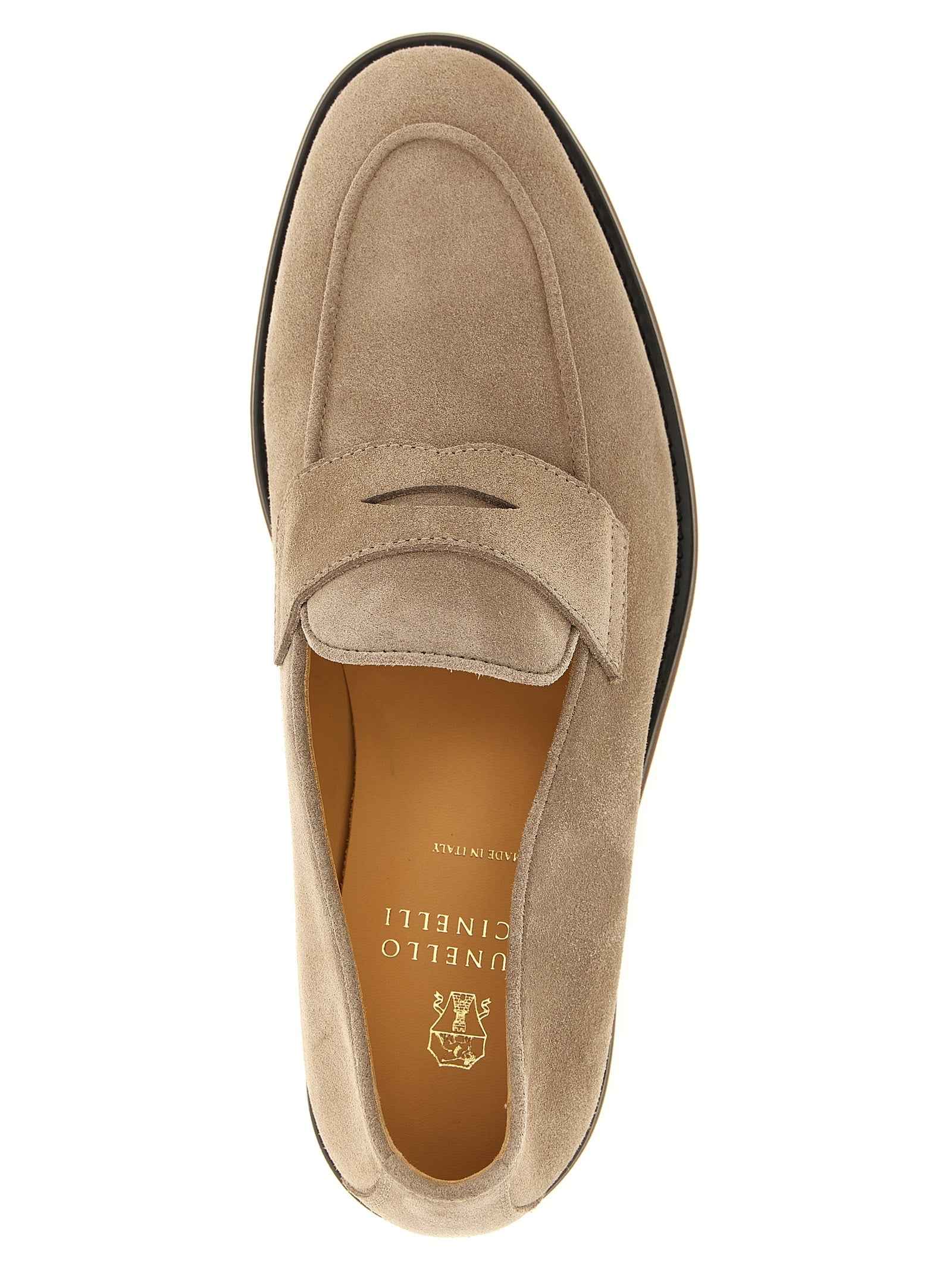 Brunello Cucinelli Gray Calfskin Slip-On Loafers